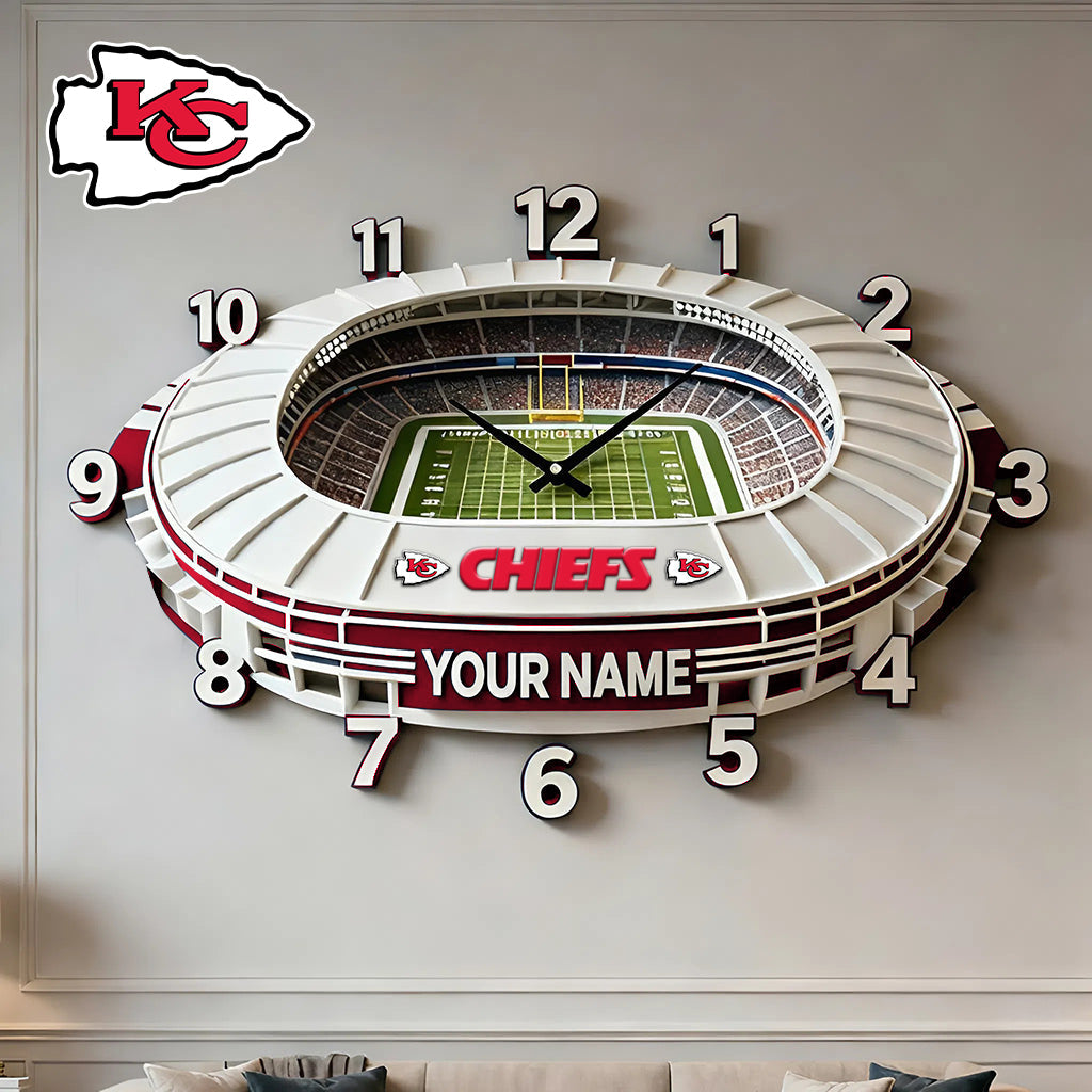 Personalized NFL KC Stadium Theme Clock V1 NAK NHM