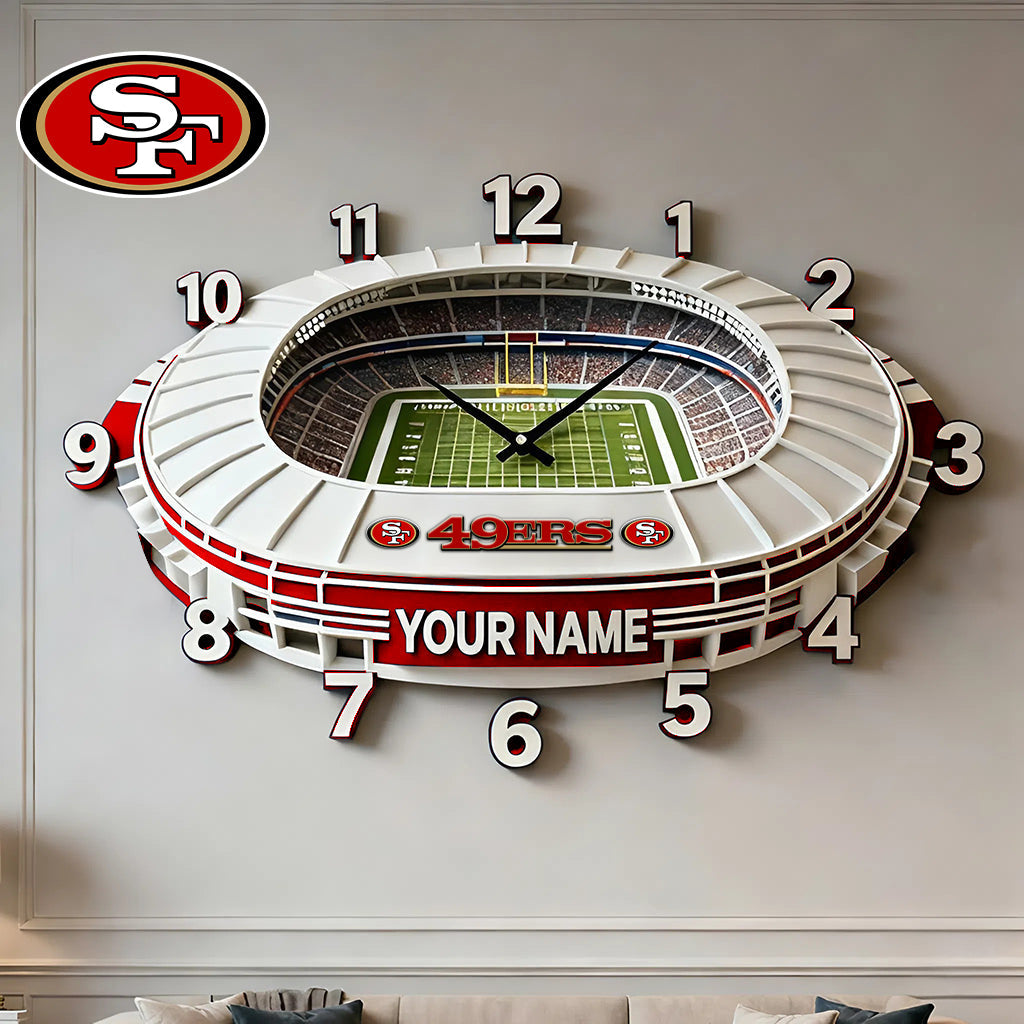 Personalized NFL SF Stadium Theme Clock V1 NAK NHM