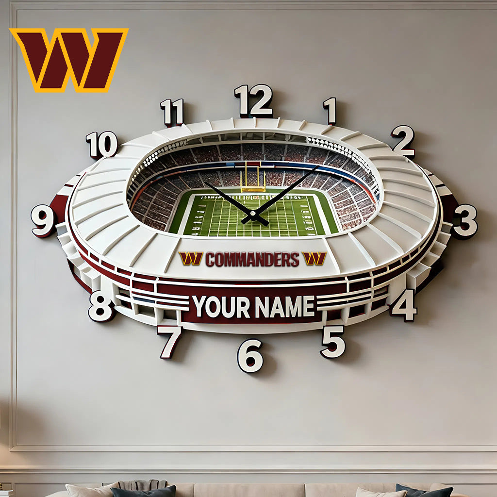 Personalized NFL WAS Stadium Theme Clock V1 NAK NHM