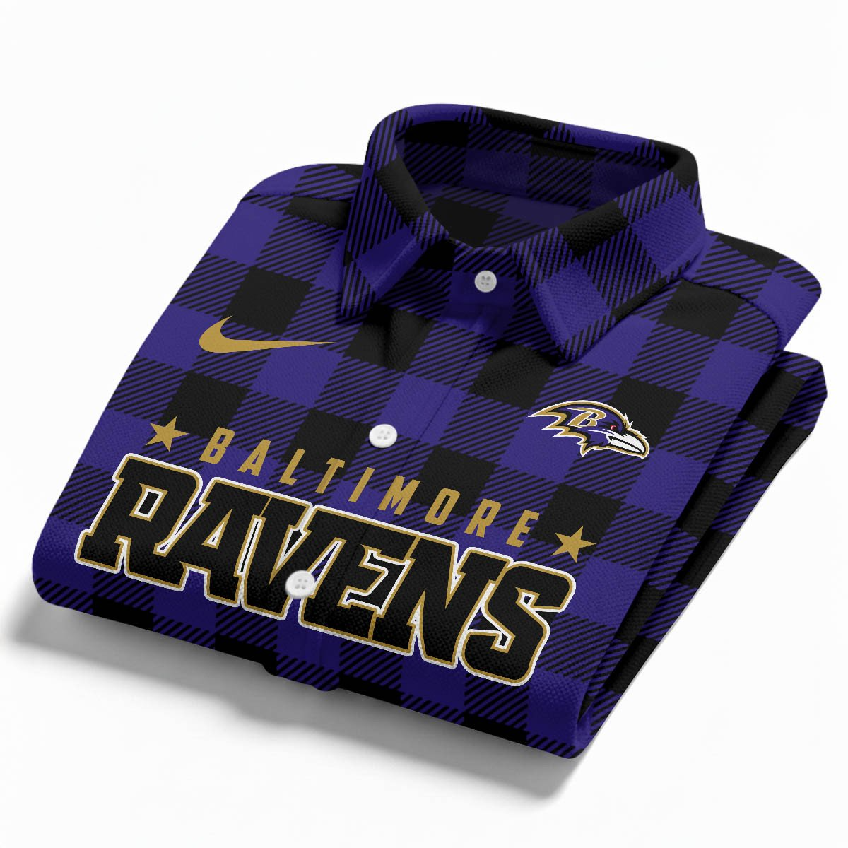 Premium NFL BAL Check Long-sleeve Casual Shirt V1 NMD TTV