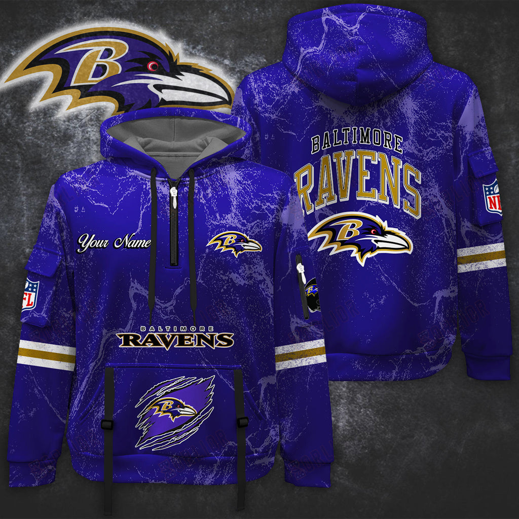 Premium NFL BAL Vintage Pattern Quarter Zip Hoodie V1 NMD NHM