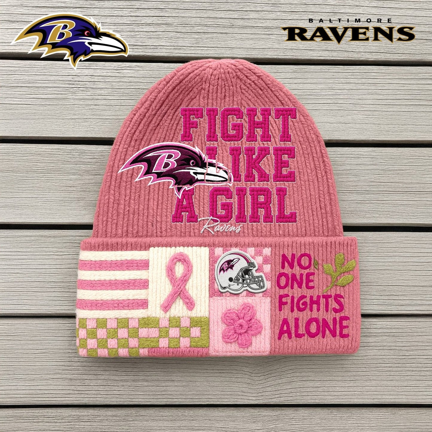 Premium NFL BAL x Fight Like A Girl Beanie Hat NDT NHM