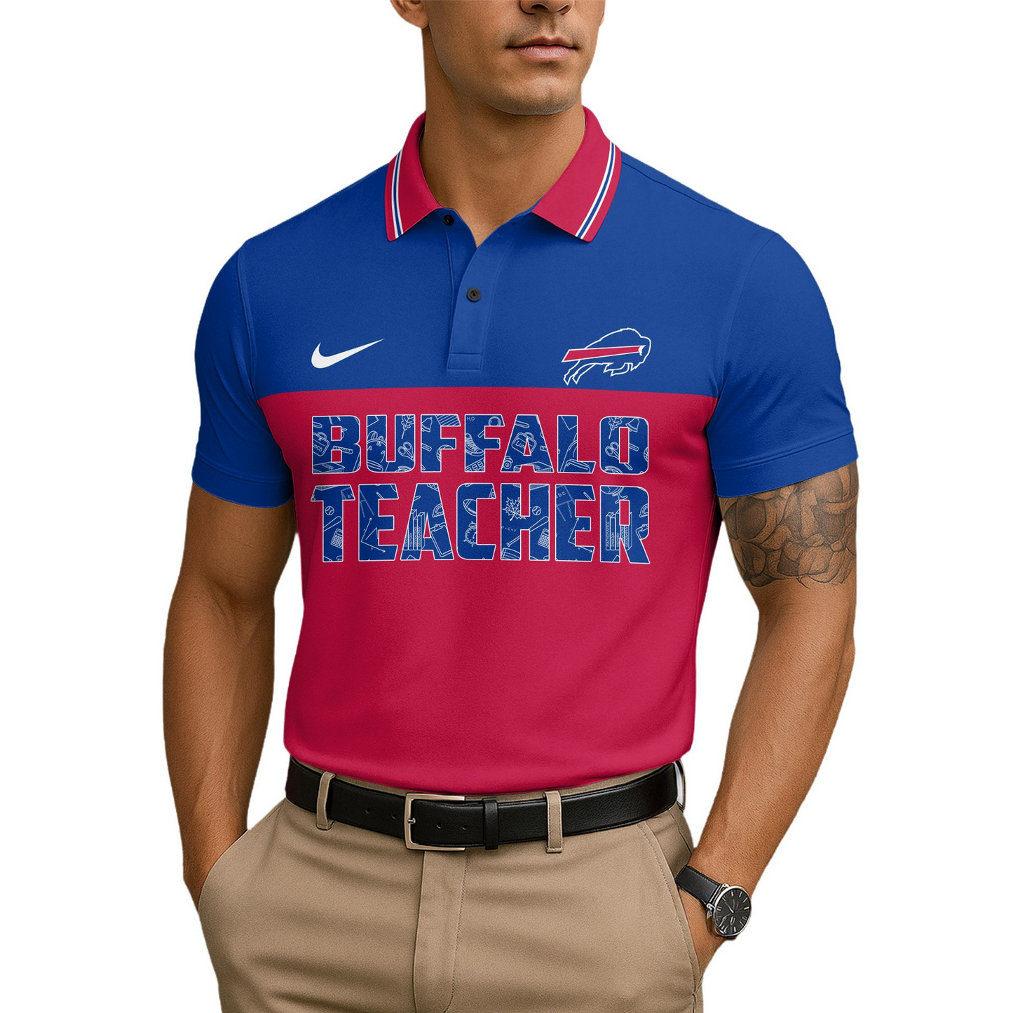 Premium NFL BUF Teacher Appreciation Polo Shirt V15 NMD TTV