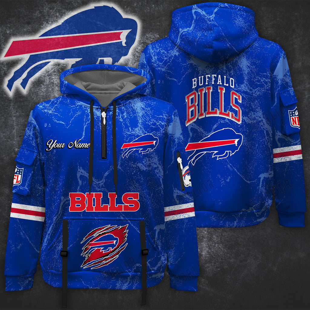 Premium NFL BUF Vintage Pattern Quarter Zip Hoodie V1 NMD NHM