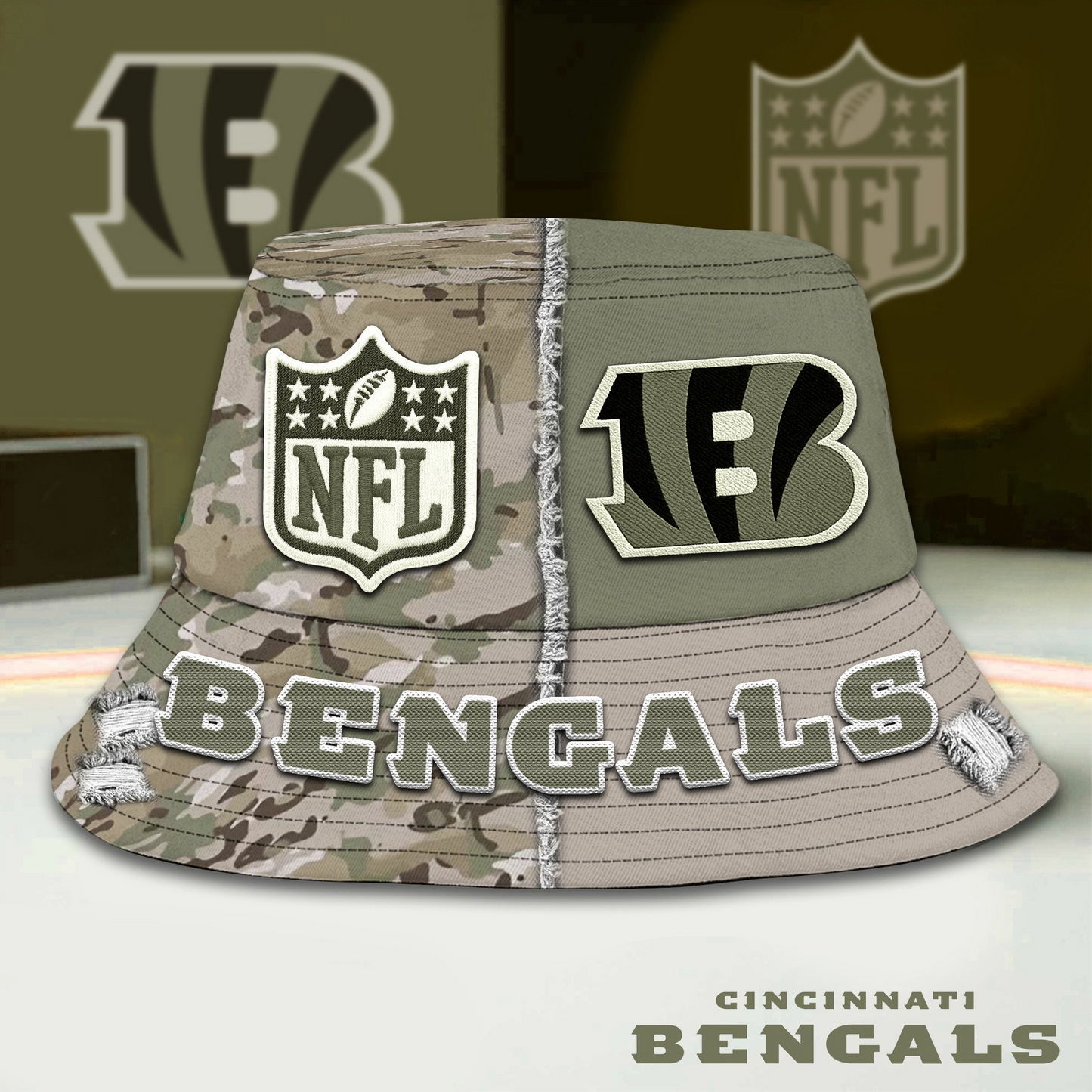 Premium NFL CCBG Salute To Service Bucket Hat NMD TTV