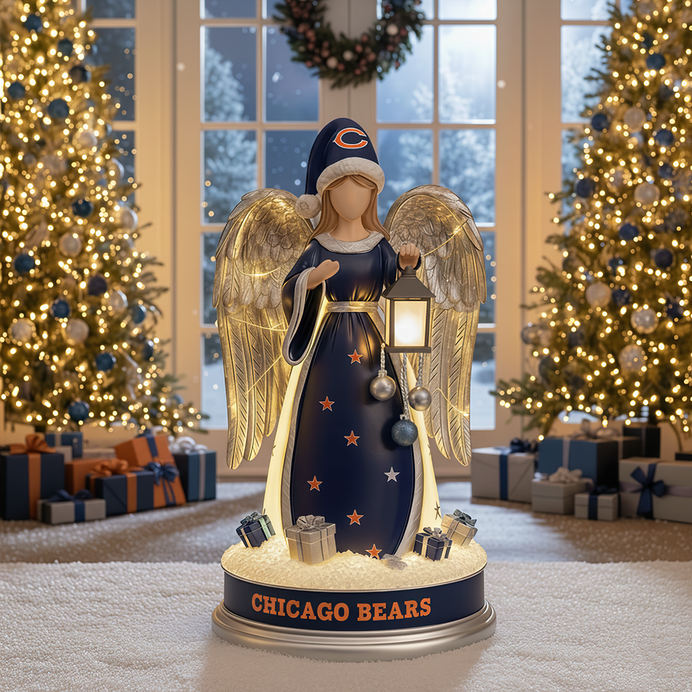Premium NFL CHI Christmas Angel Statue Led Light V1 NMD TTV