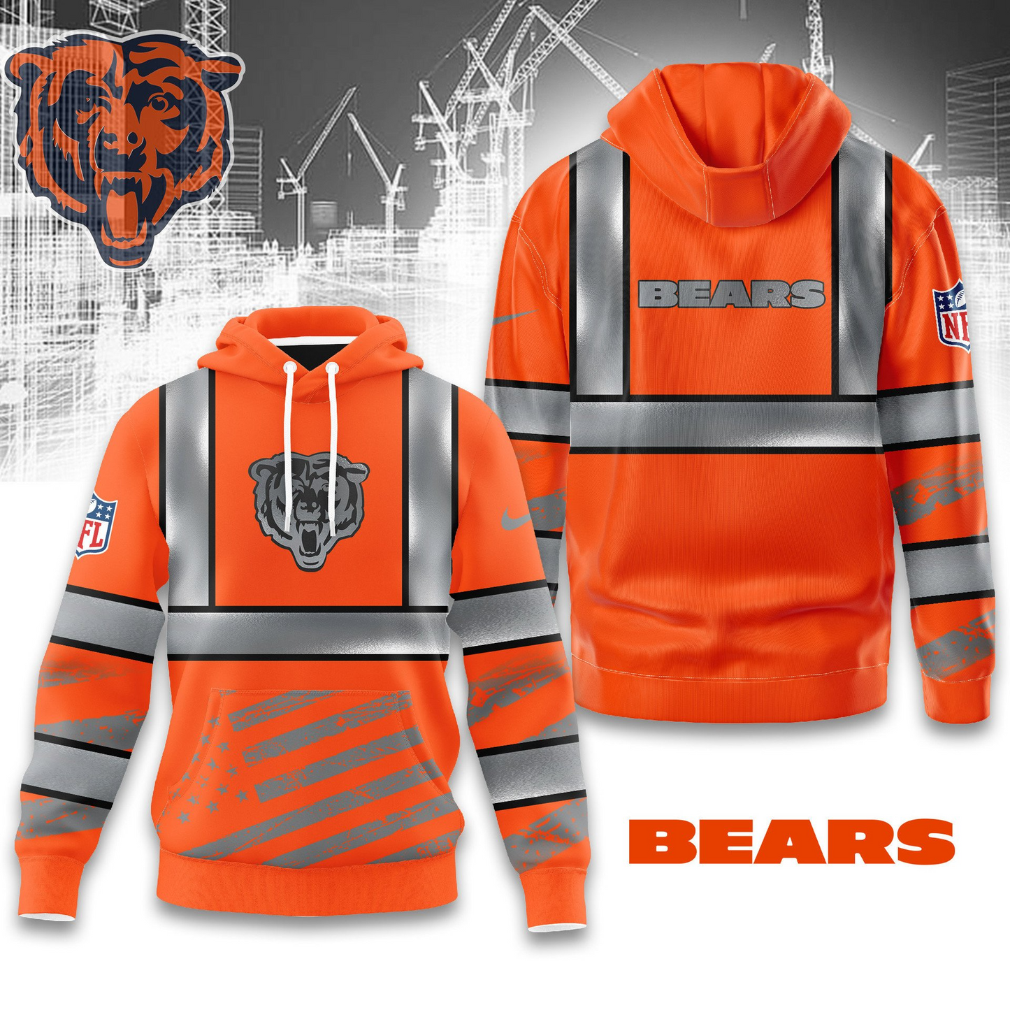 Premium NFL CHI Safety Hi-Vis Hoodie V1 NMD TTV