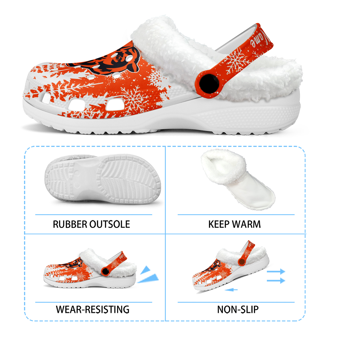 Premium NFL CHI Winter Fleece Clogs V1 NMD TTV