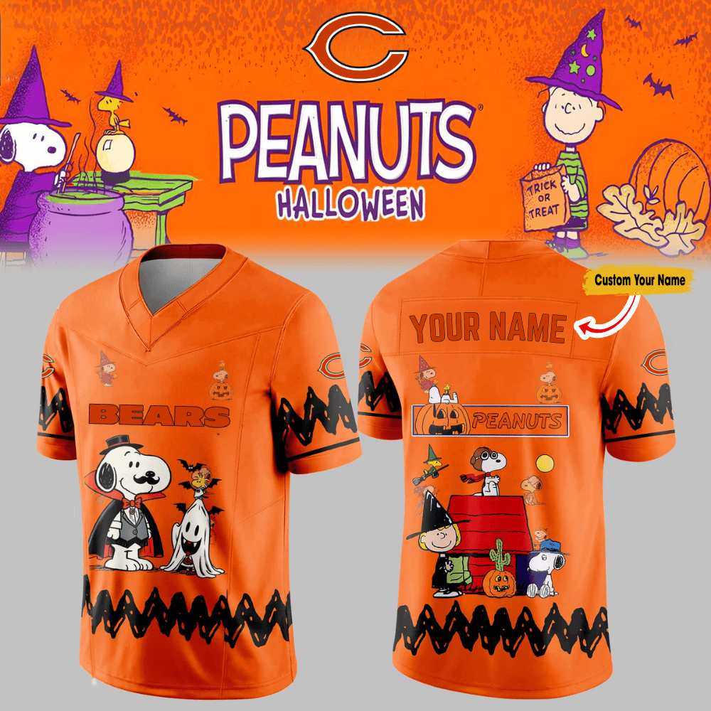 Premium NFL CHI x PEA Halloween V-neck Short Sleeve Jersey V1 NMD TTV