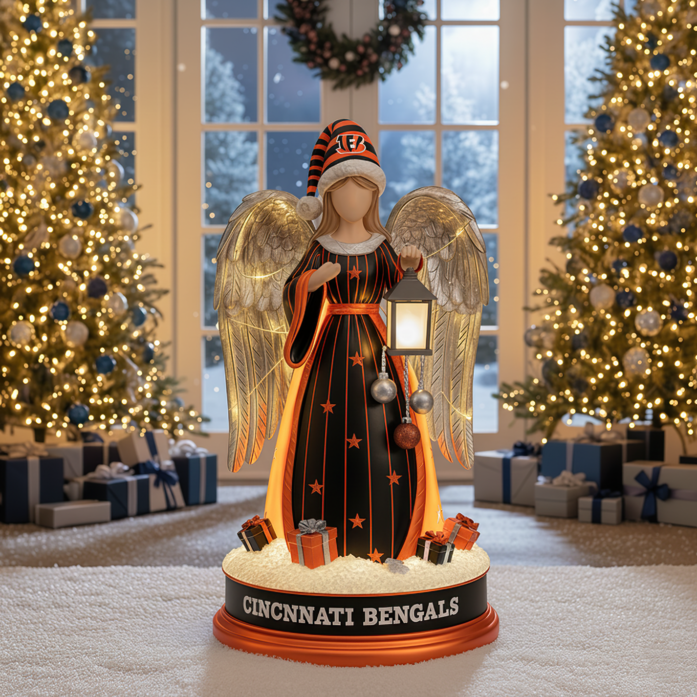 Premium NFL CIN Christmas Angel Statue Led Light V1 NMD TTV