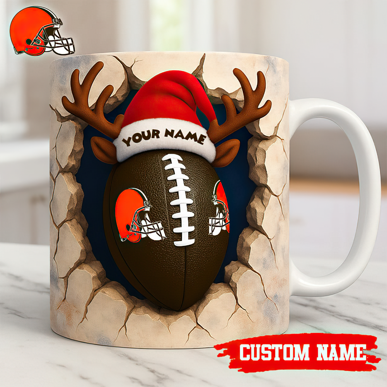 Premium NFL CLE Christmas Football Ceramic Mug V2 NMD TTV