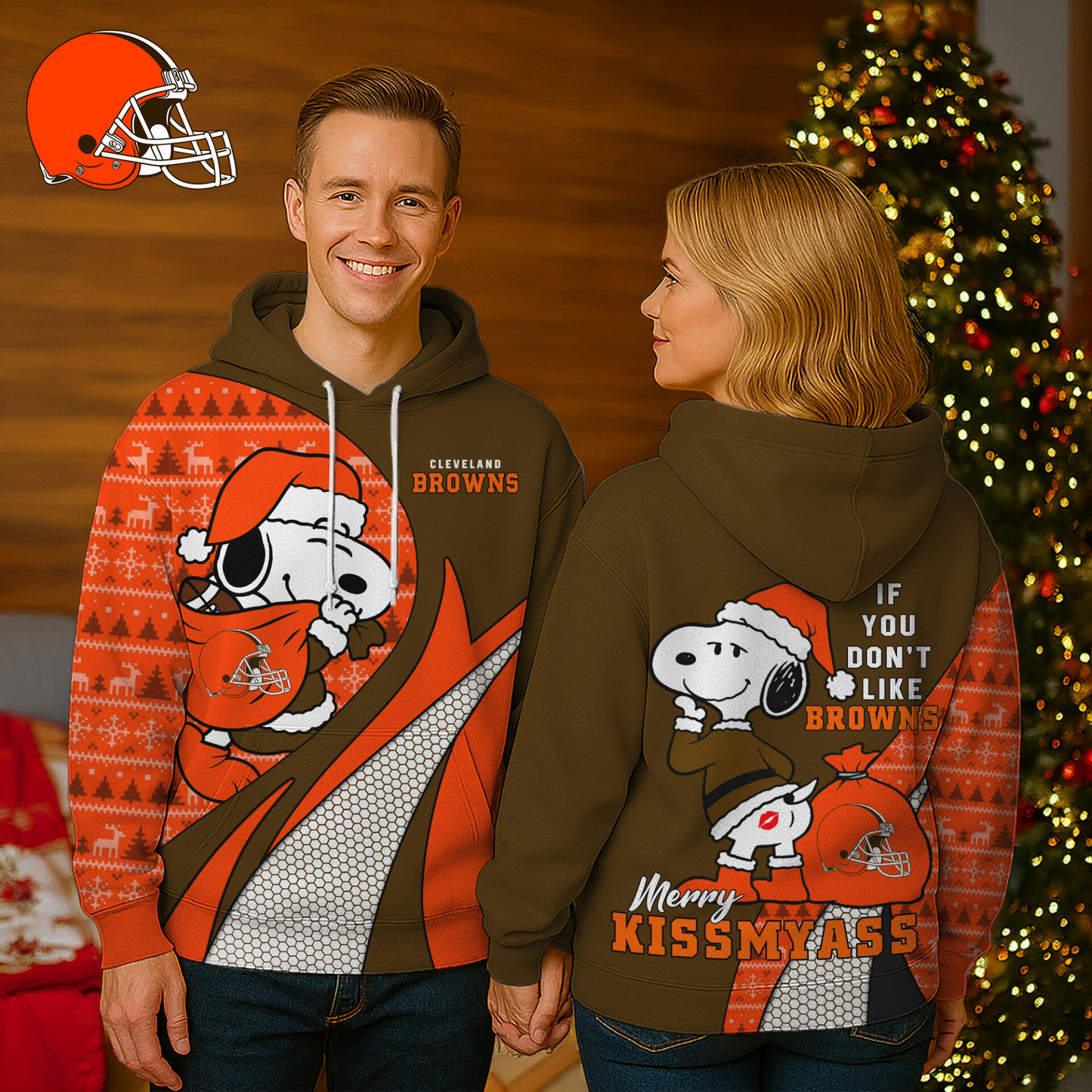 Premium NFL CLE x SNP Funny Christmas Hoodie V1 NMD TTV
