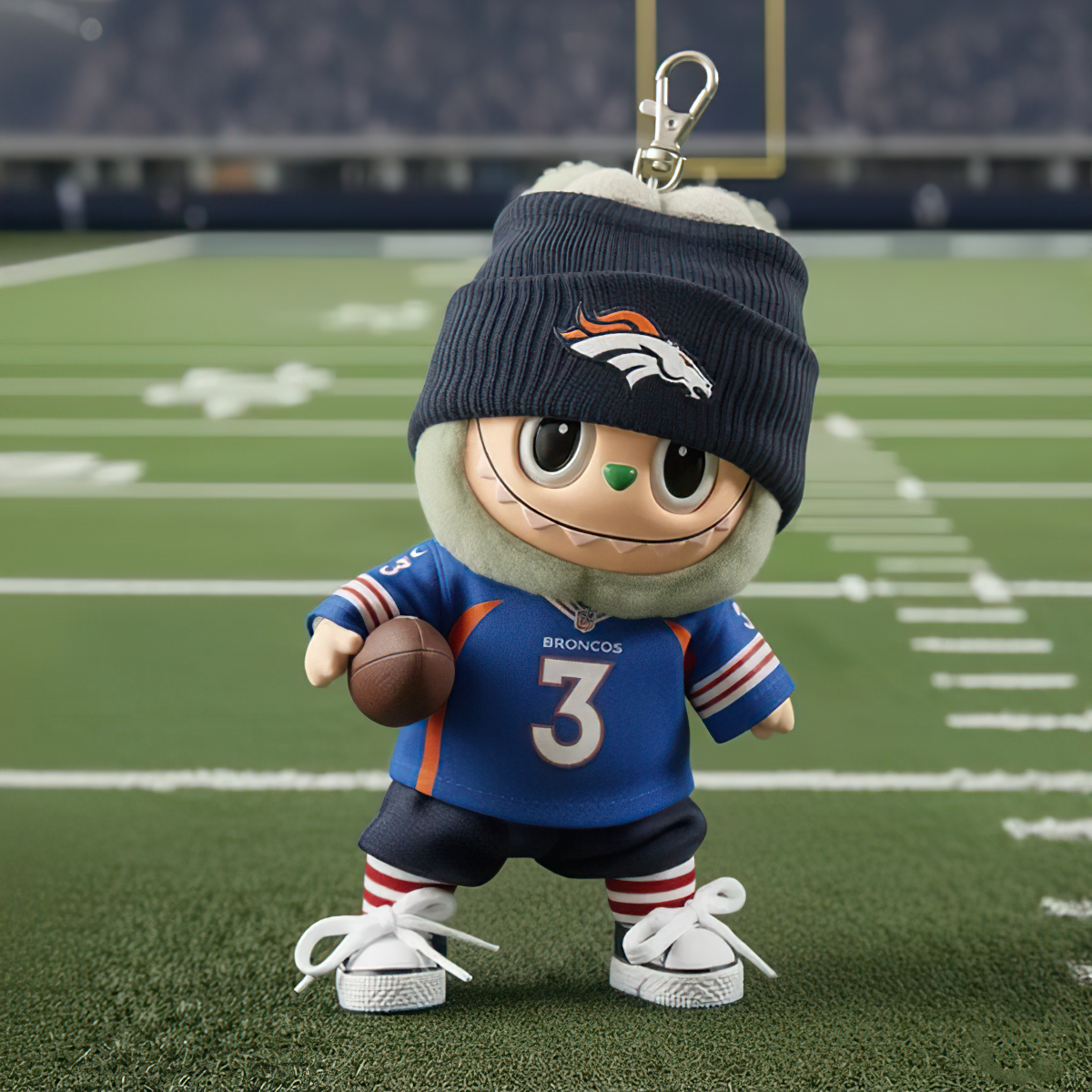 Premium NFL DEN x Labubu Mini Plush Keychain V1 NMD TTV