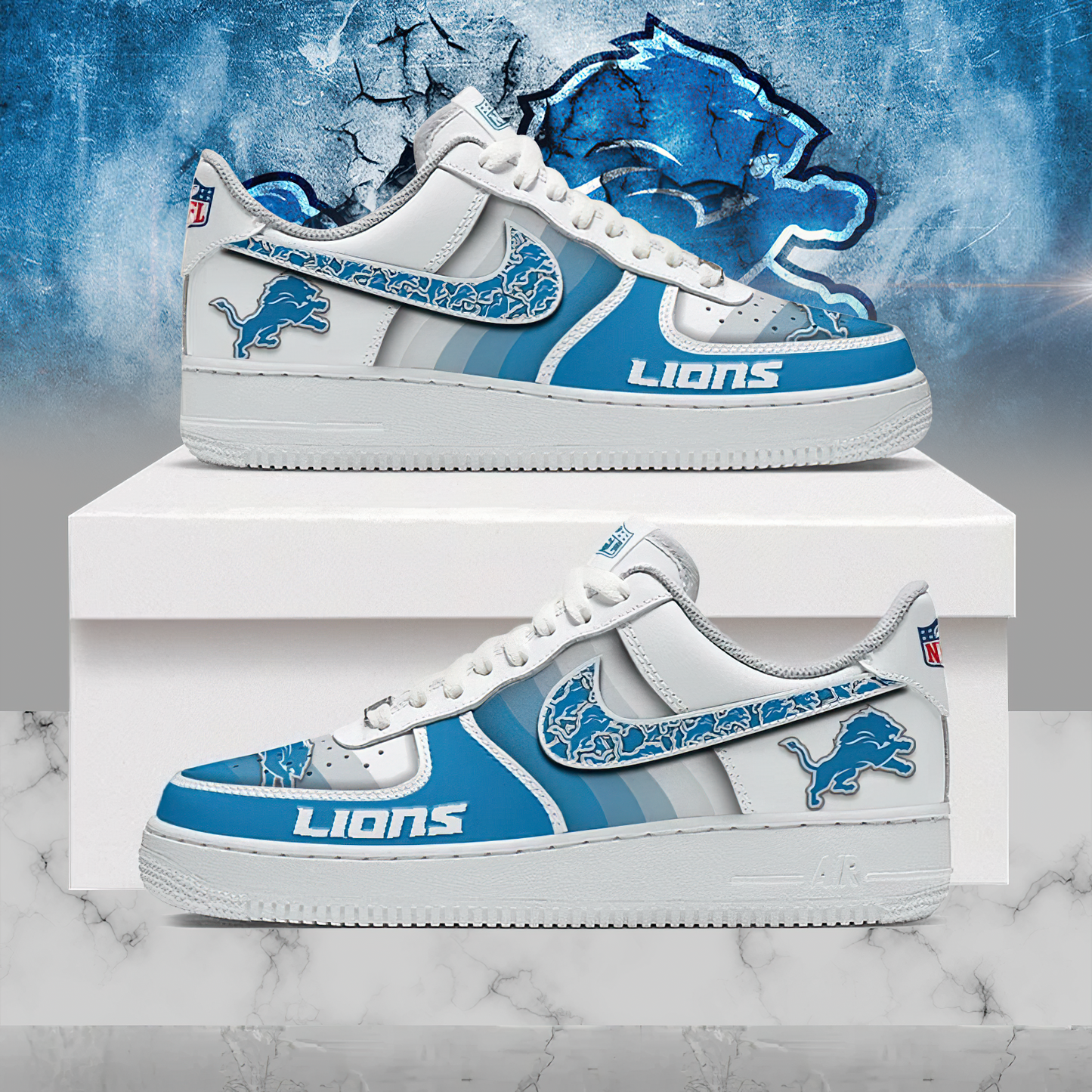 Premium NFL DET Multicolor AF1 Sneaker V1 NMD25 TTV