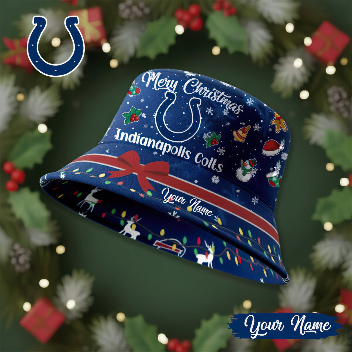 Premium NFL IND Merry Christmas Bucket Hat V1 NMD TTV