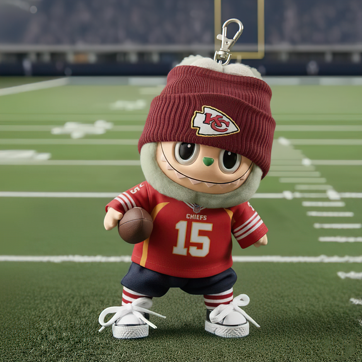 Premium NFL KC x Labubu Mini Plush Keychain V1 NMD TTV