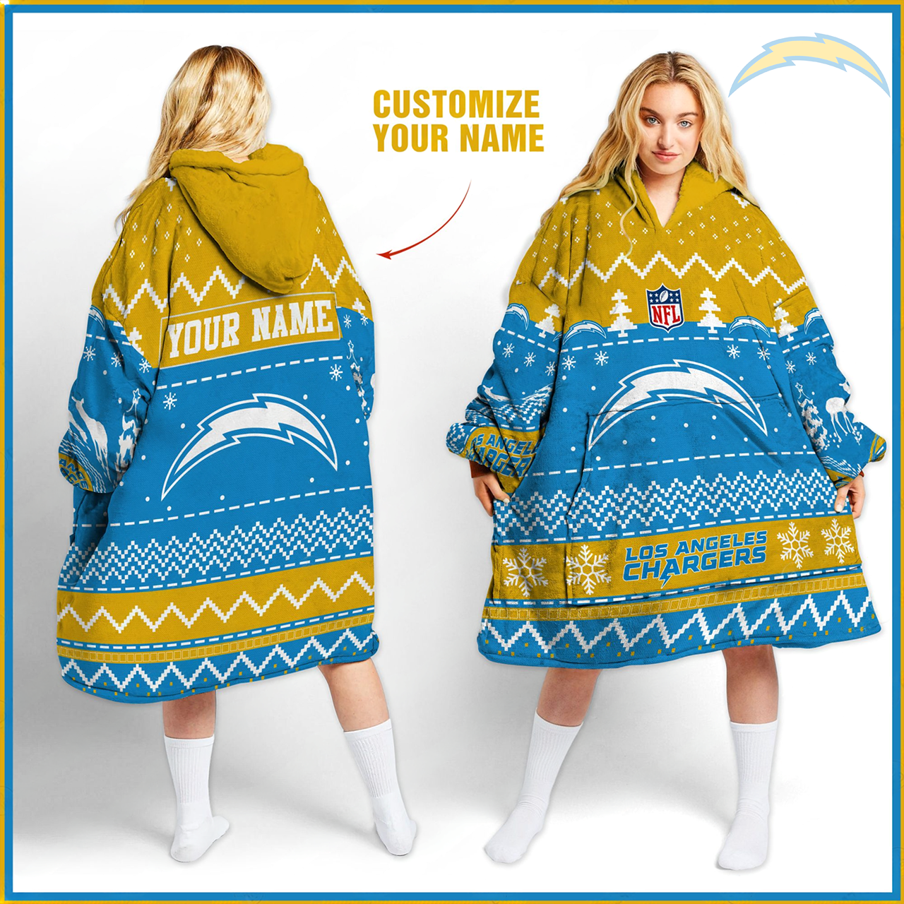 Premium NFL LAC Merry Christmast Fleece Hoodie Blanket V1 NMD TTV