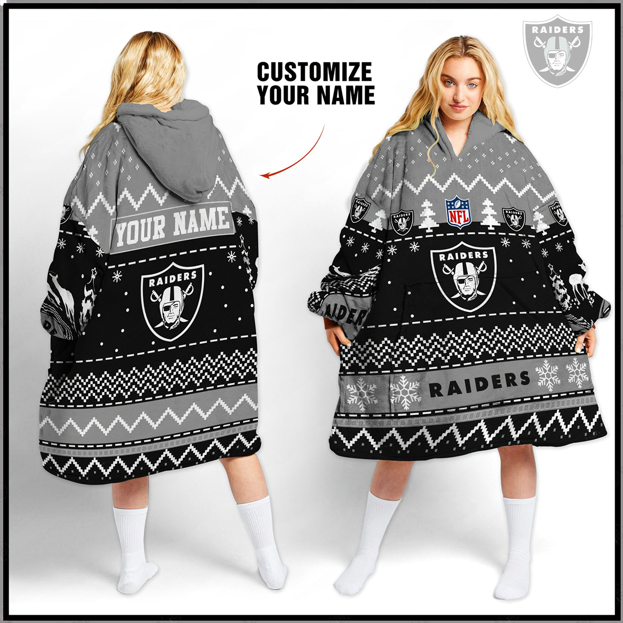Premium NFL LV Merry Christmast Fleece Hoodie Blanket V1 NMD TTV