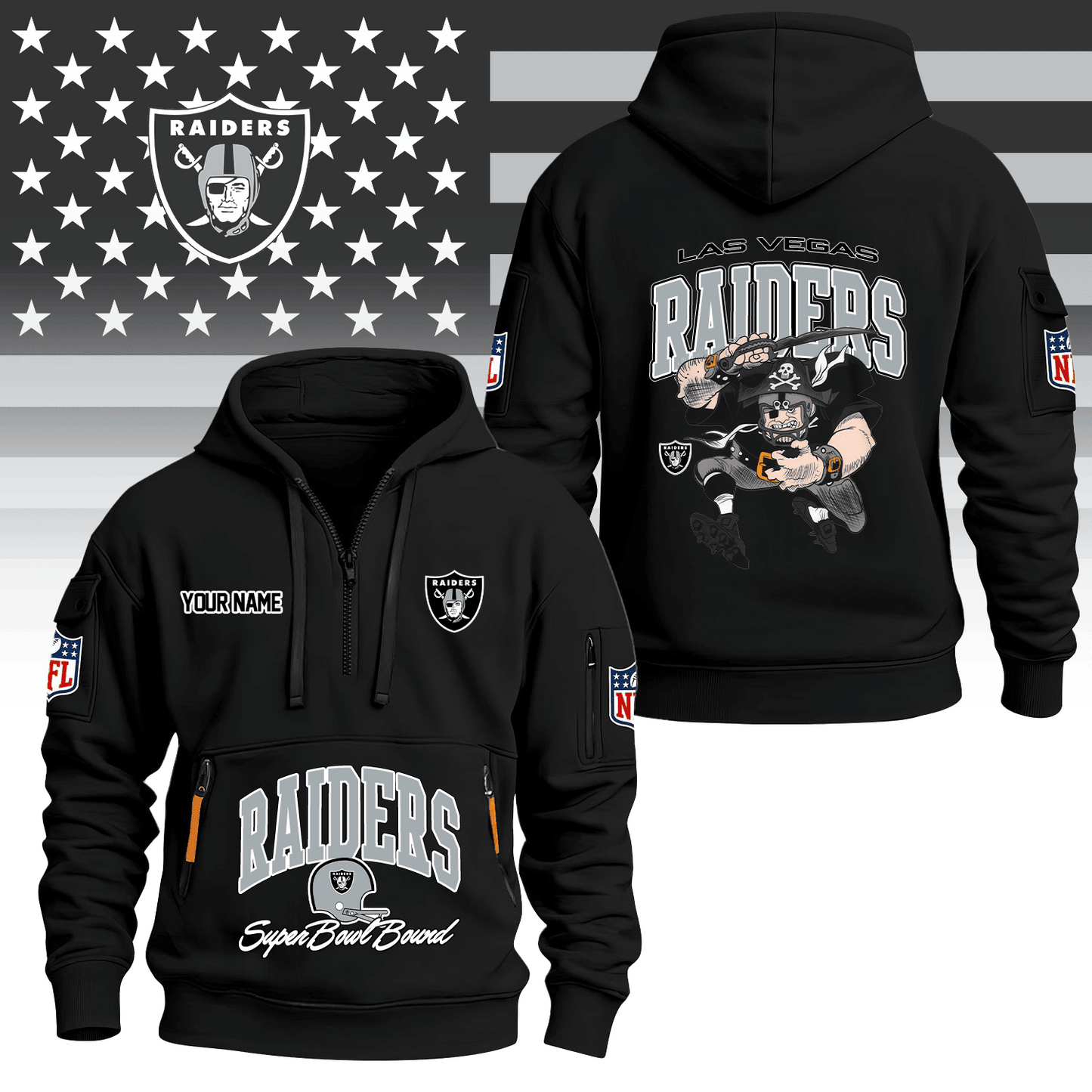 Premium NFL LV Super Bowl Hoodie Half Zipper V1 NMD TTV