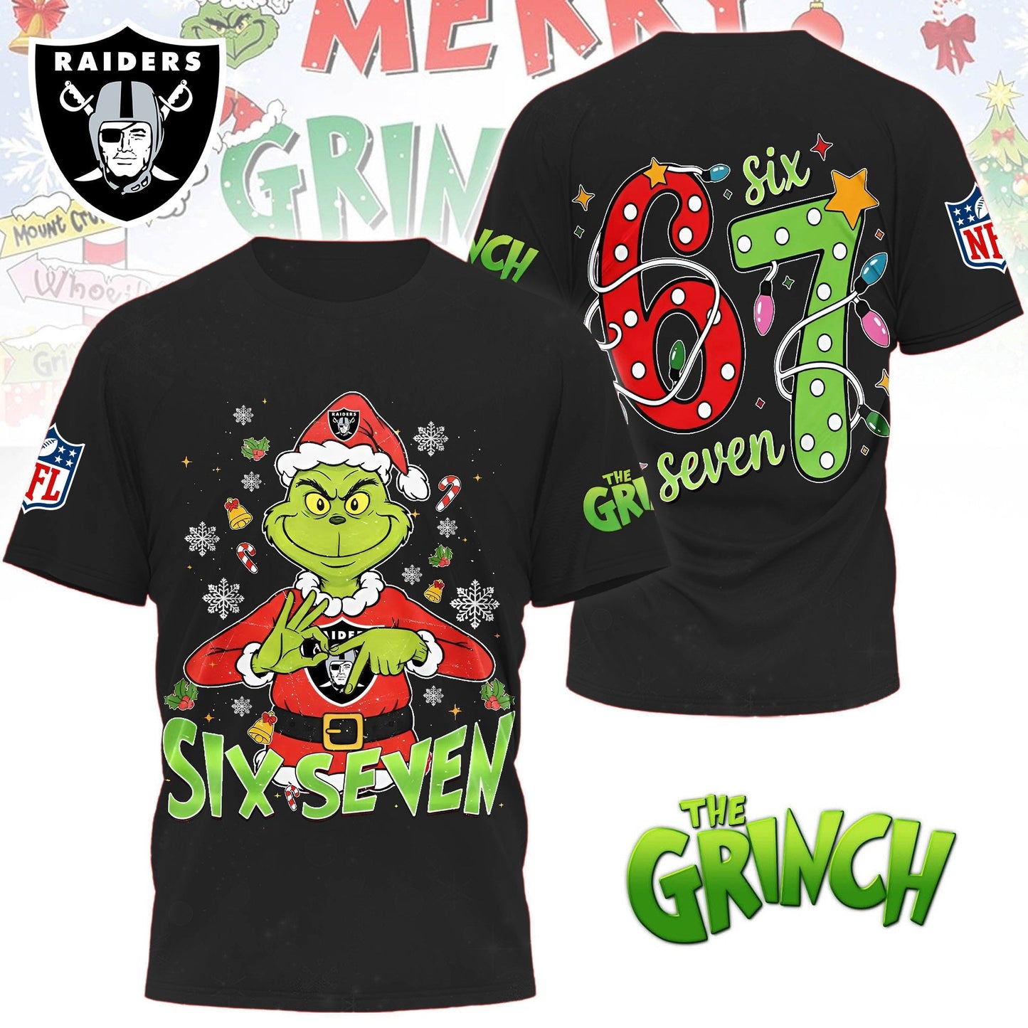 Premium NFL LV x The Grinch Six Seven T-shirt V14 NMD NHM