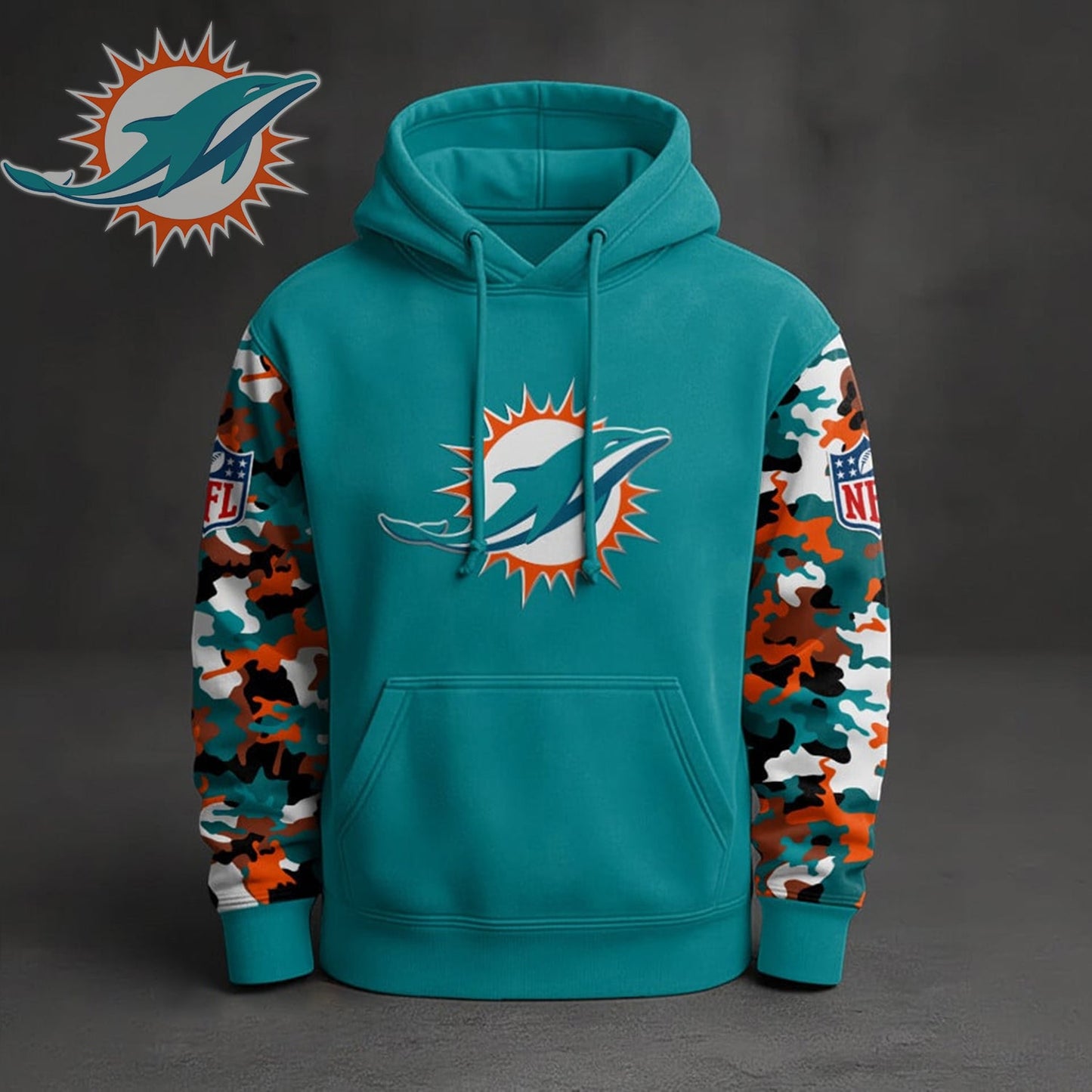 Premium NFL MIA Camo Arm Pullover Hoodie V1 NMD NHM