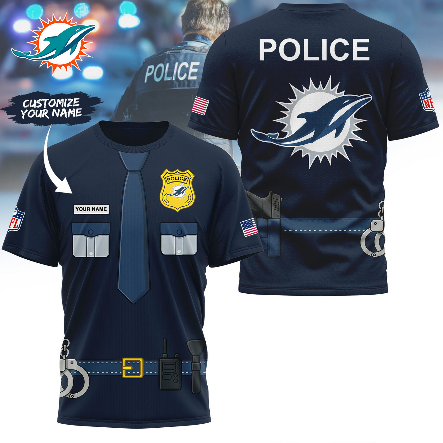 Premium NFL MIA Police Office Costume Shirt V1 NMD TTV