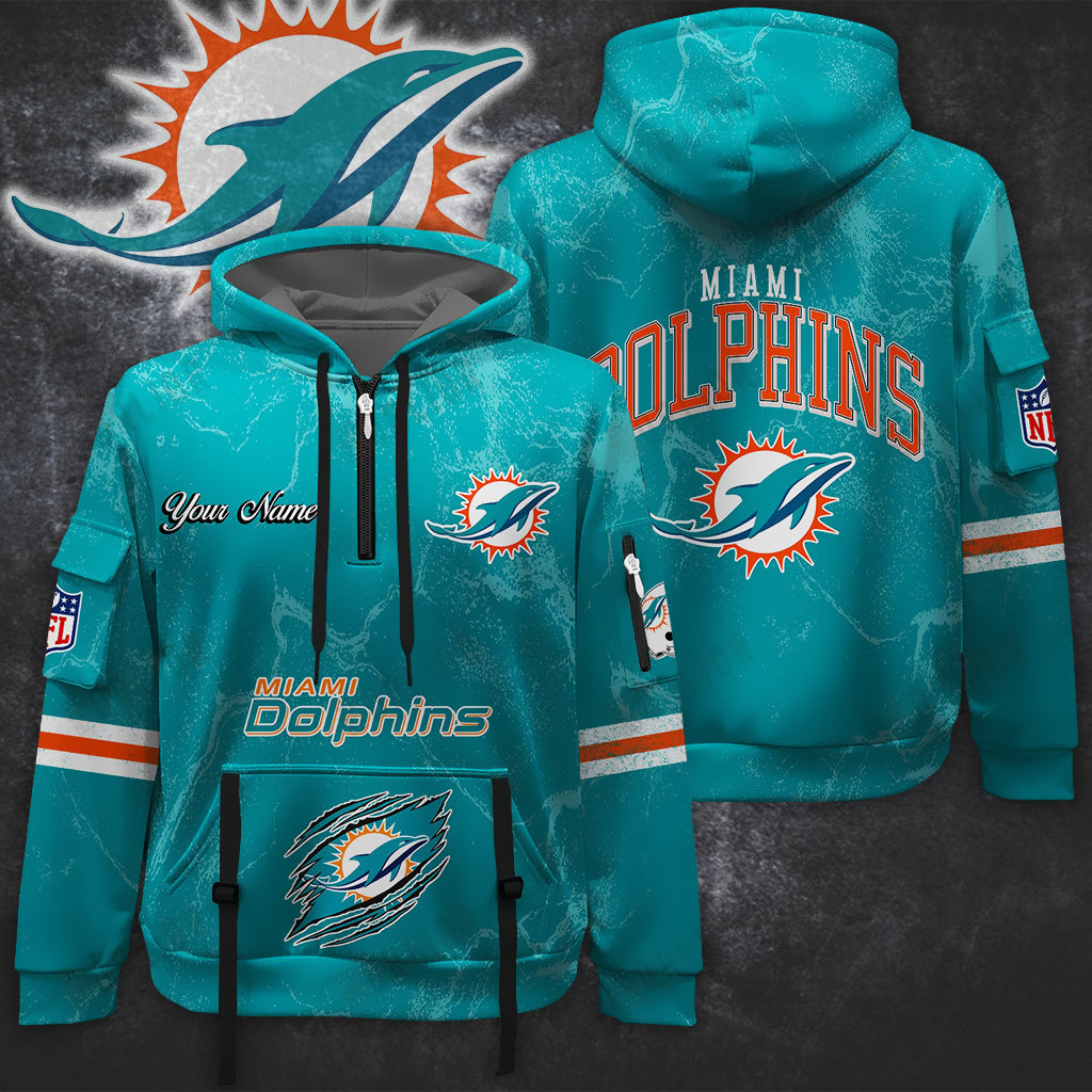 Premium NFL MIA Vintage Pattern Quarter Zip Hoodie V1 NMD NHM