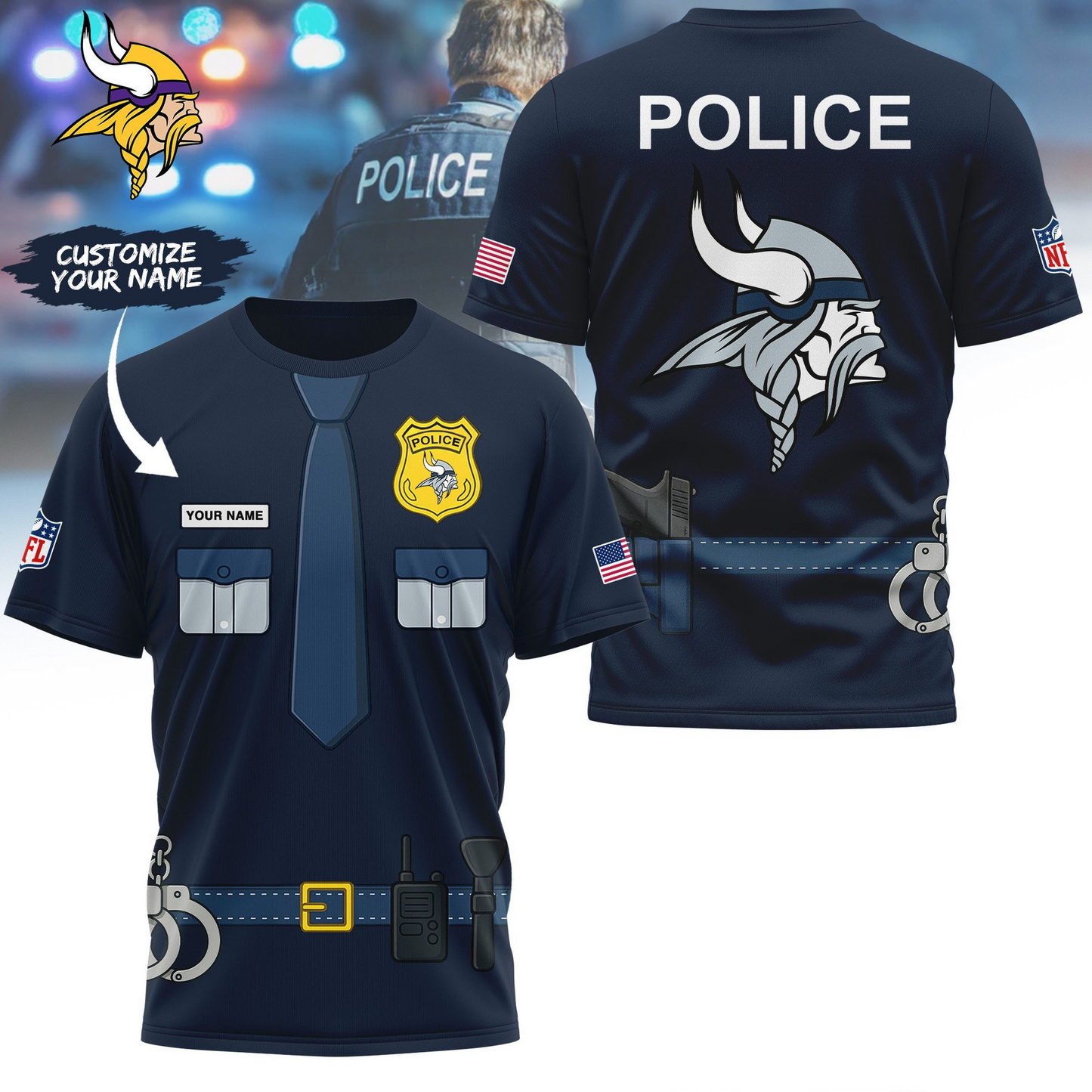 Premium NFL MIN Police Office Costume Shirt V1 NMD TTV