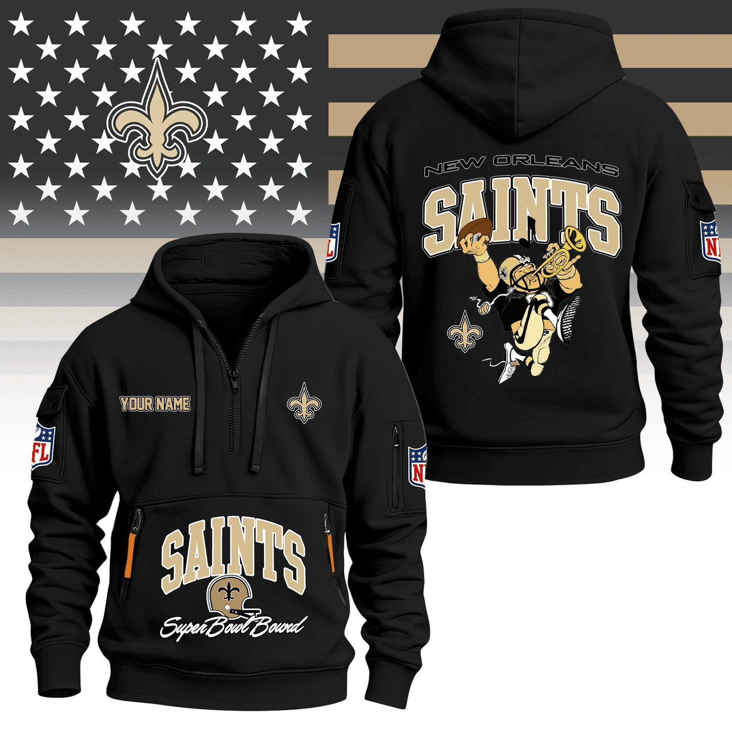 Premium NFL NO Super Bowl Hoodie Half Zipper V1 NMD TTV