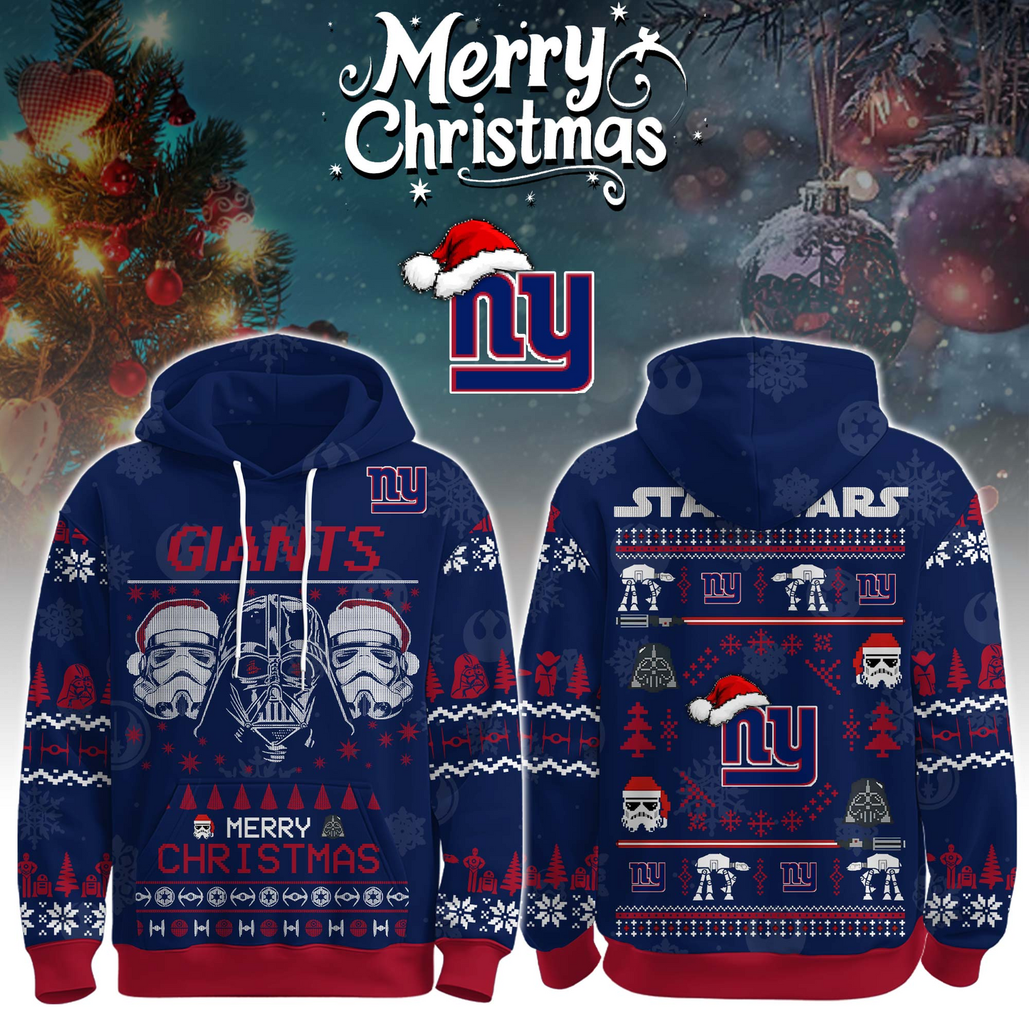 Premium NFL NY x STW Merry Christmas Hoodie V1 NMD TTV