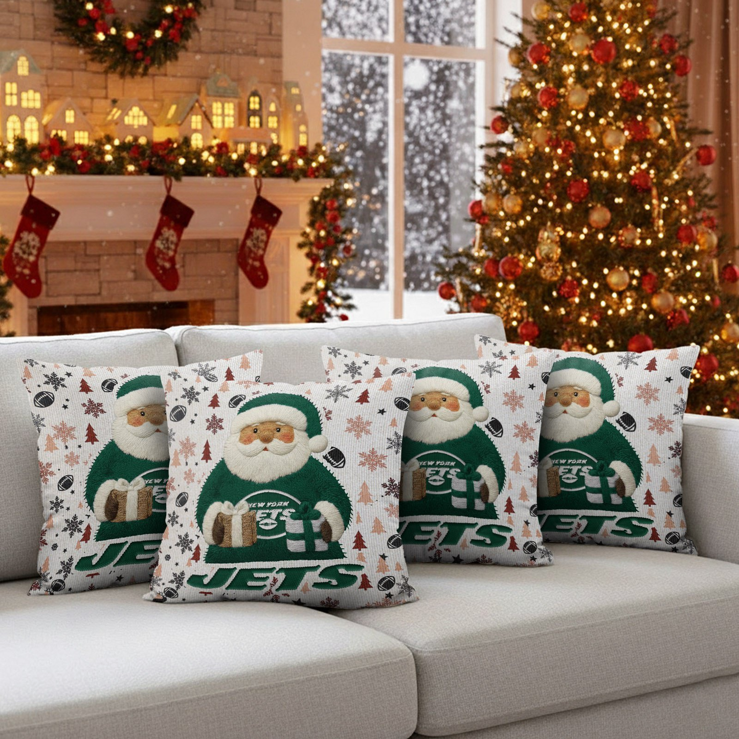 Premium NFL NYJ Santa Christmas Pillow V1 NMD TTV