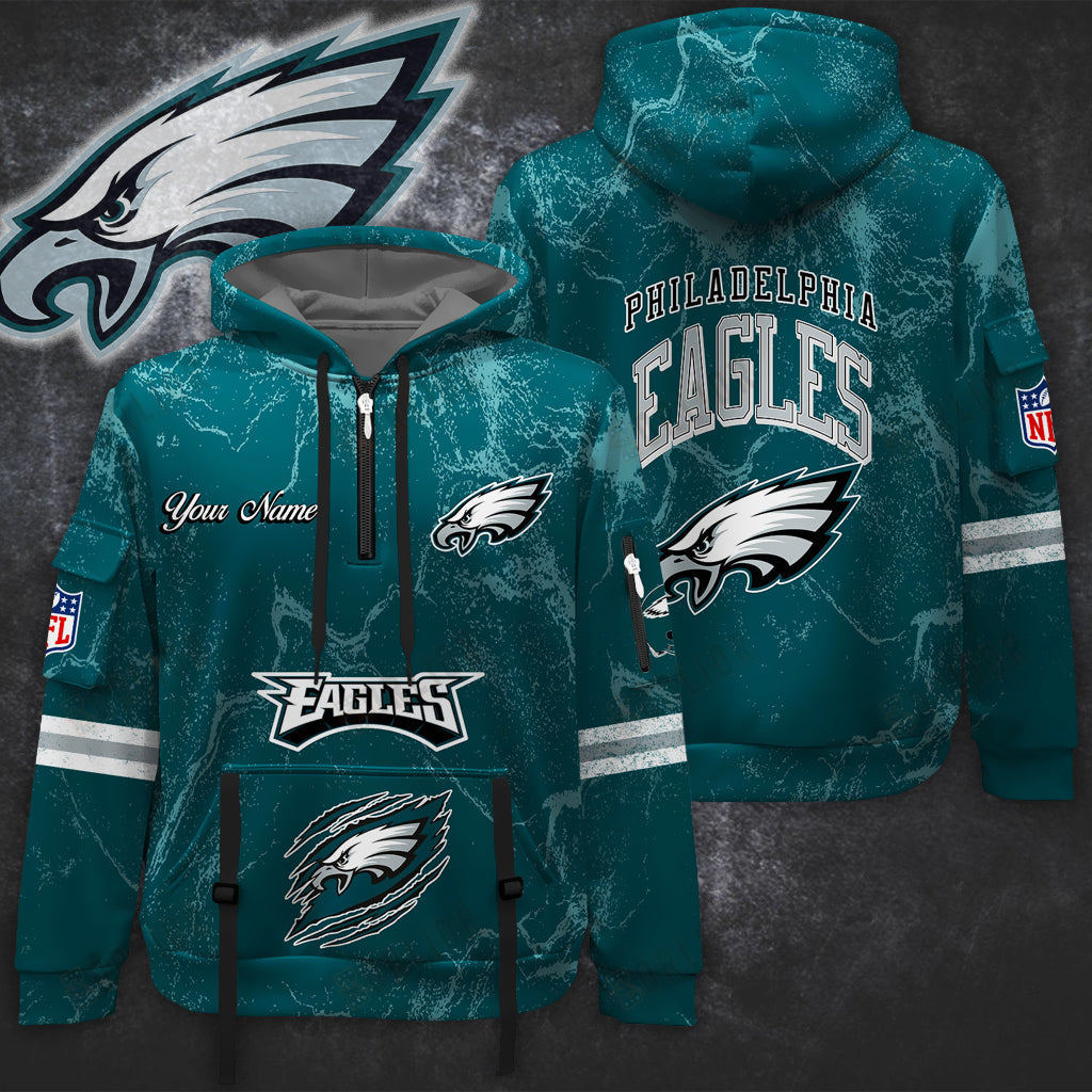 Premium NFL PHI Vintage Pattern Quarter Zip Hoodie V1 NMD NHM