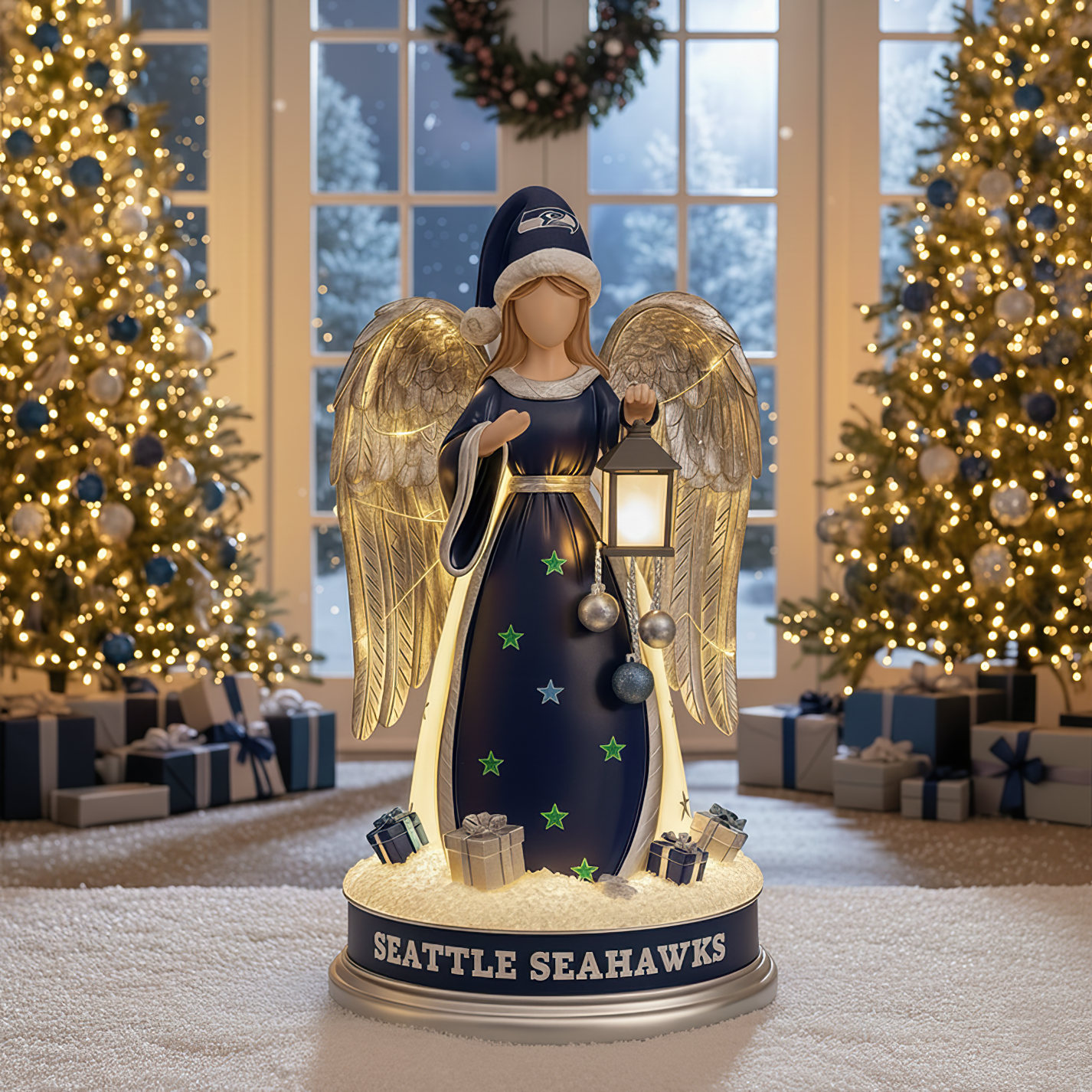 Premium NFL SEA Christmas Angel Statue Led Light V1 NMD TTV