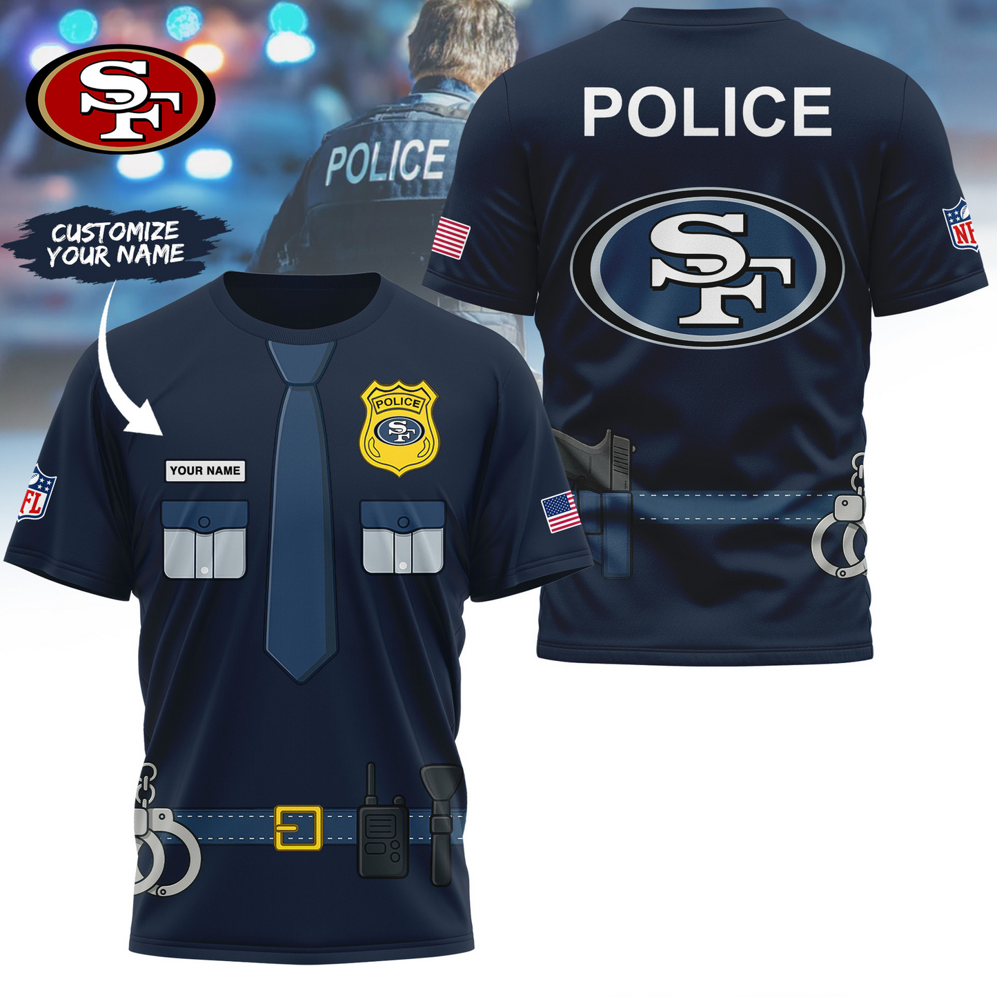 Premium NFL SF Police Office Costume Shirt V1 NMD TTV