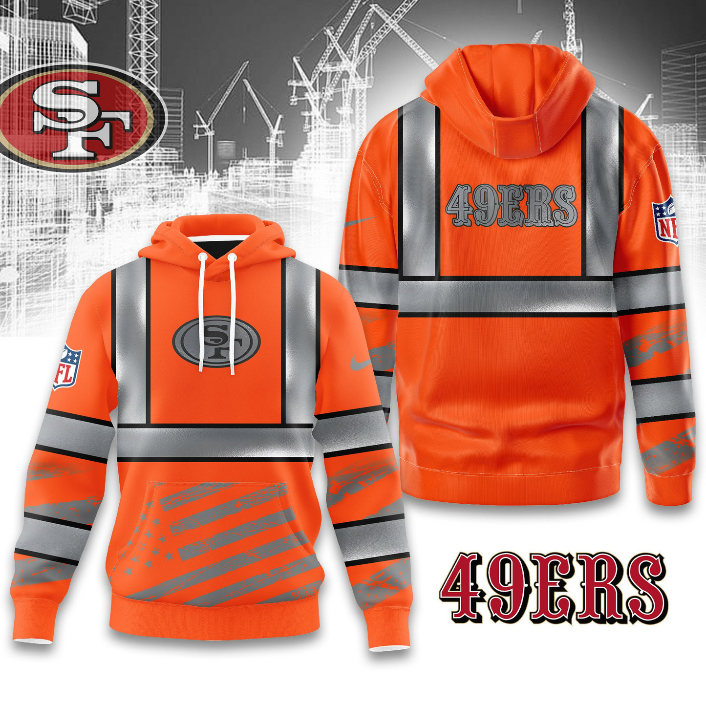 Premium NFL SF Safety Hi-Vis Hoodie V1 NMD TTV