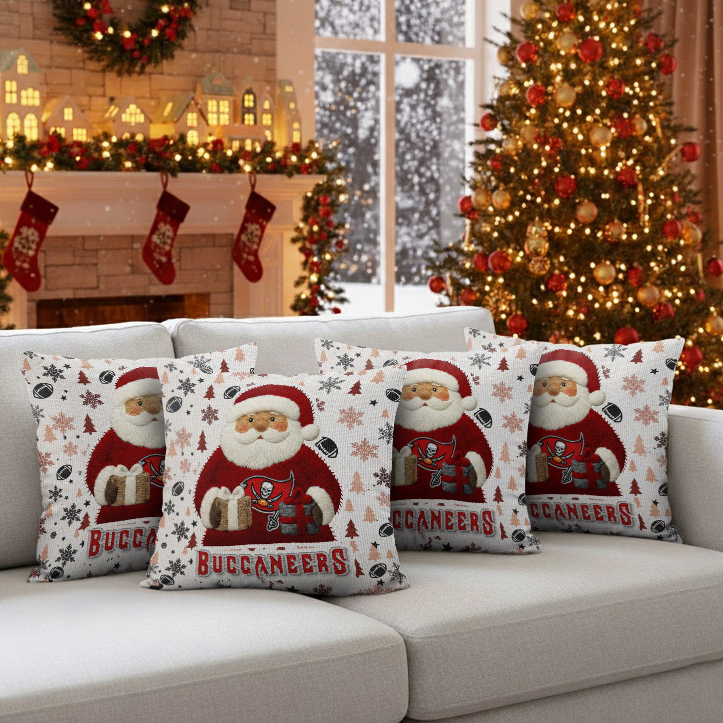 Premium NFL TB Santa Christmas Pillow V1 NMD TTV