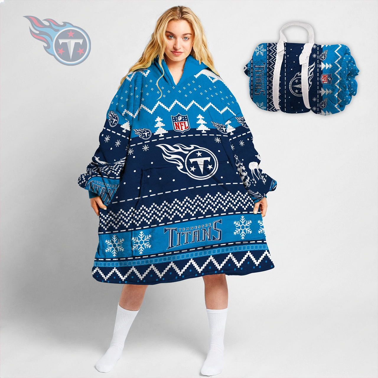 Premium NFL TEN Merry Christmast Fleece Hoodie Blanket V1 NMD TTV