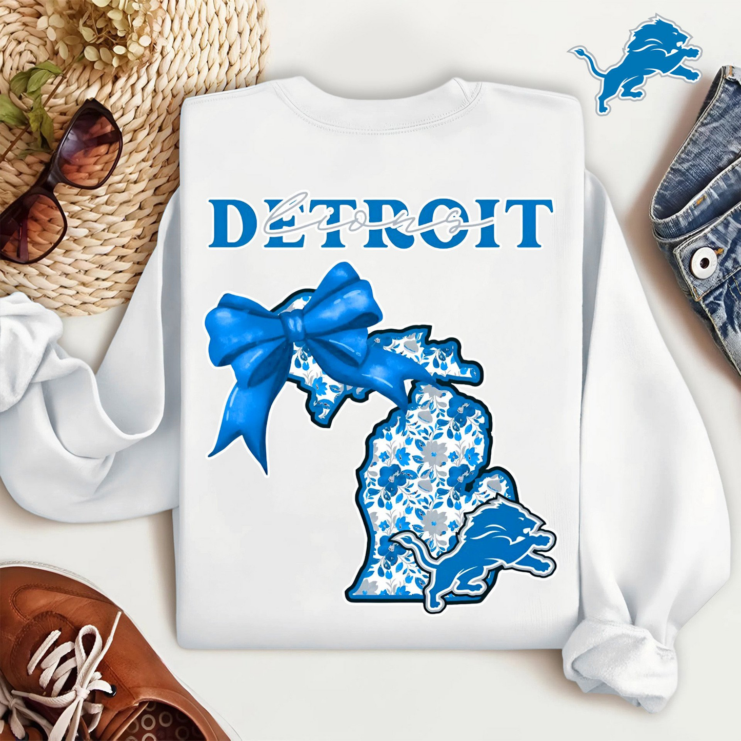 Premium NFL x DET Cozy State Bow Sweatshirt TUANND TANTD