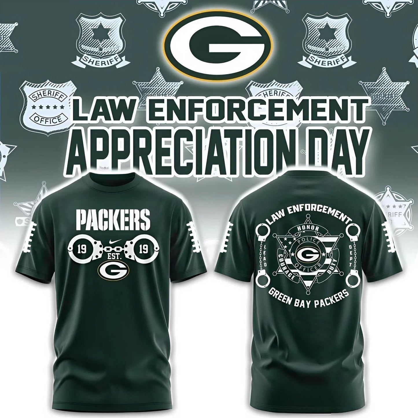 PREMIUM NFL X GB 3D SHIRT Law Enforcement 2025 NDT NHM