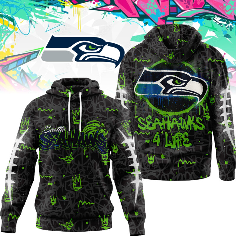 Premium NFL X SEA Special Graffiti My Team 4 Life Hoodie NDT TDT