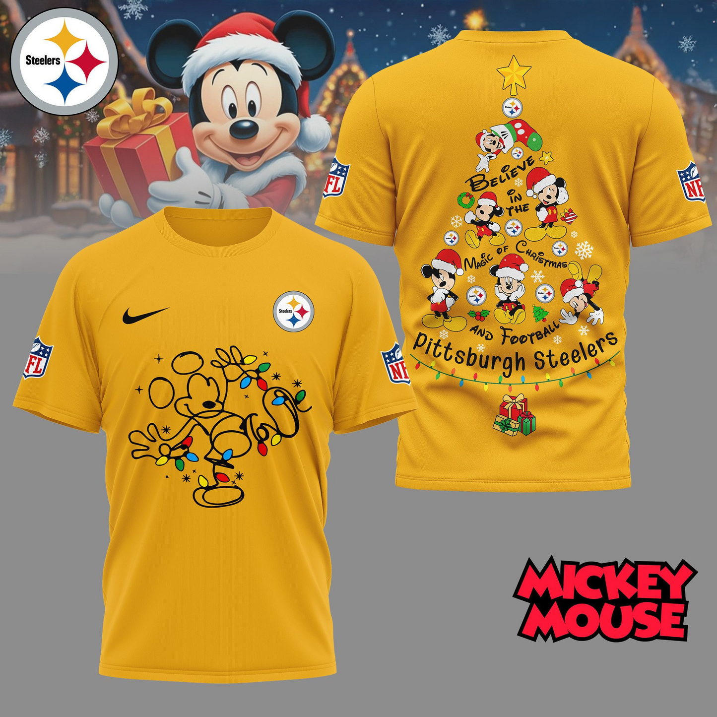 PS Premium NFL Mickey Mouse Christmas 3D Shirt DDT CTND