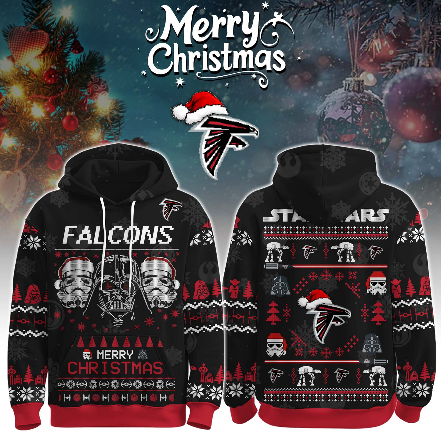 remium NFL ATL x STW Merry Christmas Hoodie V1 NMD TTV