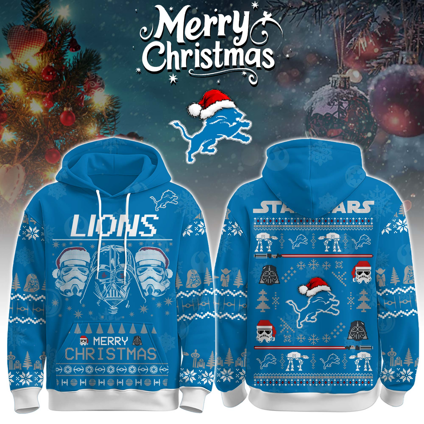 remium NFL DET x STW Merry Christmas Hoodie V1 NMD TTV