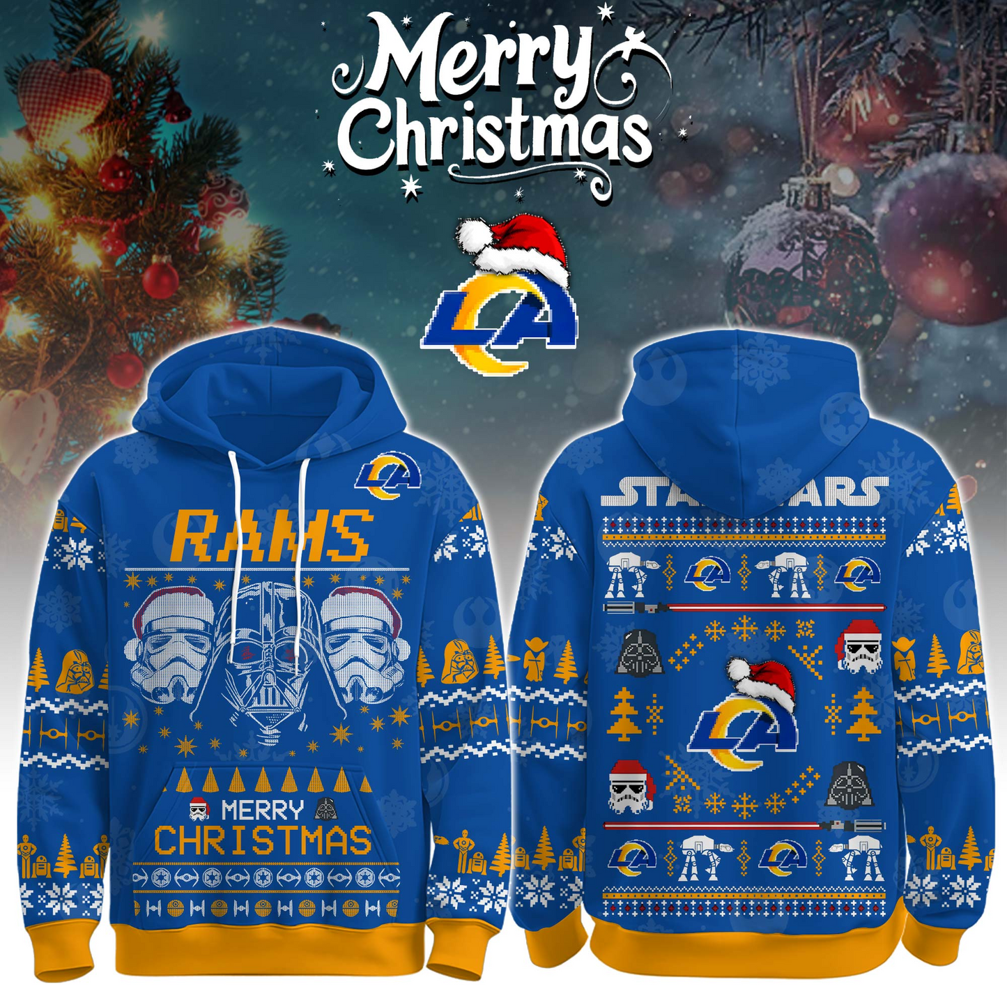 remium NFL LAR x STW Merry Christmas Hoodie V1 NMD TTV