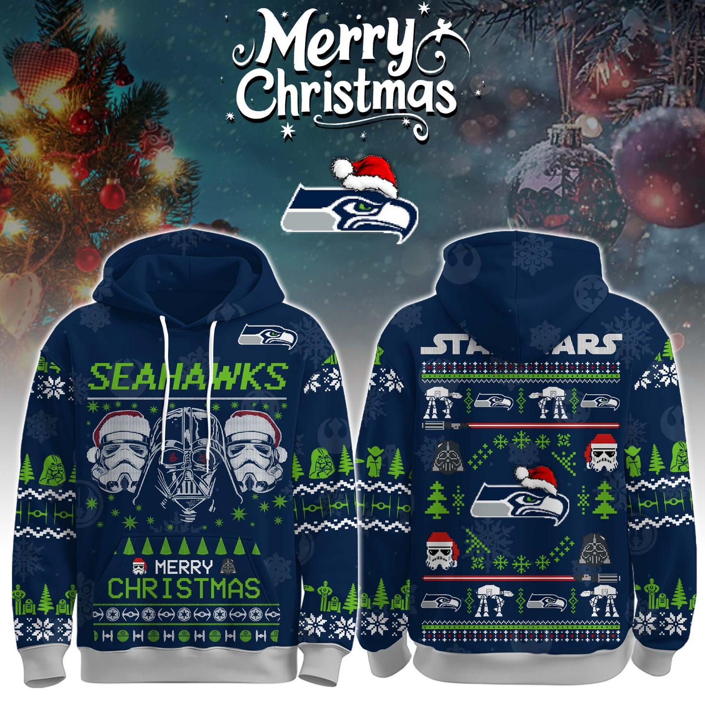 remium NFL SEA x STW Merry Christmas Hoodie V1 NMD TTV