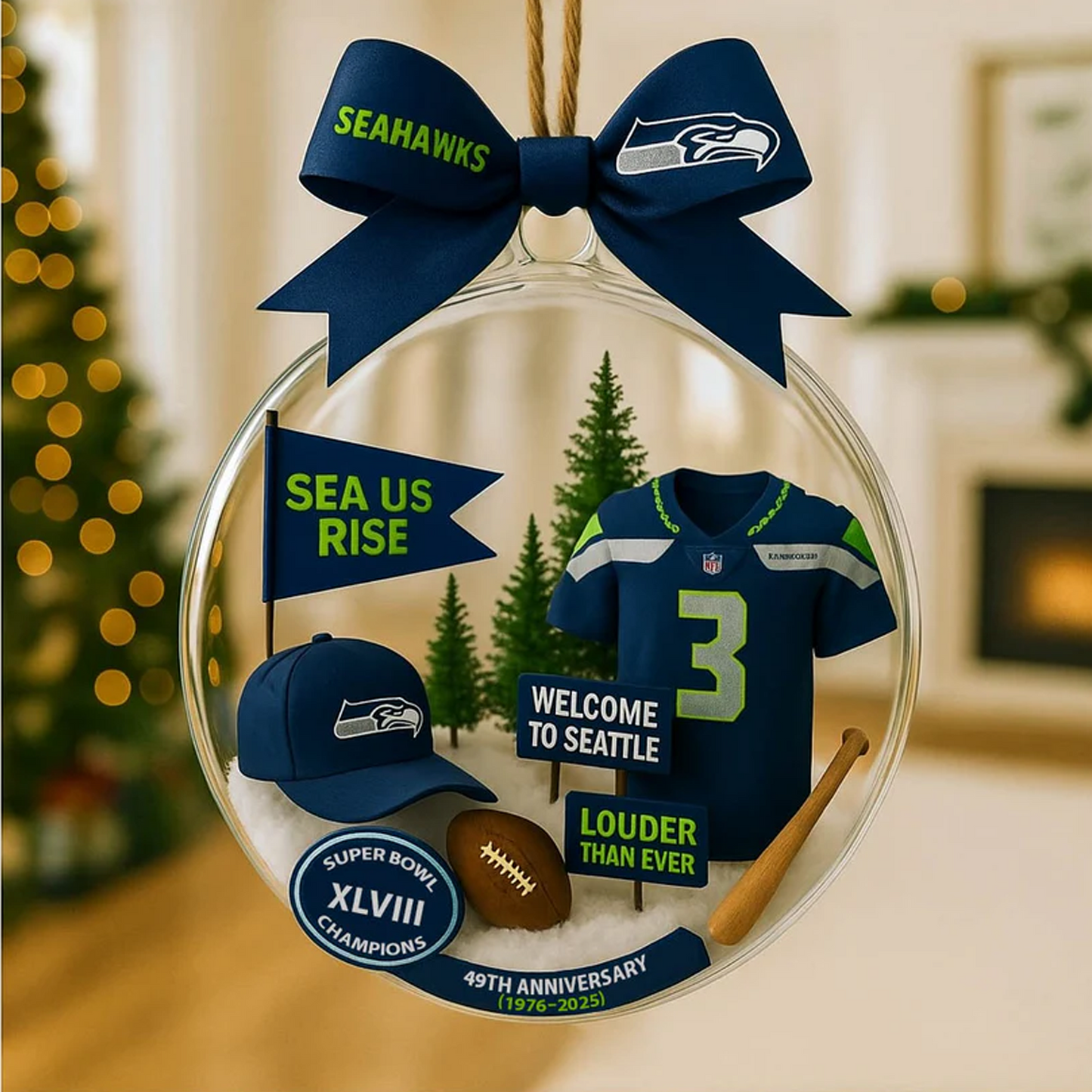 SEA X NFL Baseball Team Christmas Tree and Uniform Pendant V1 NAK NHT