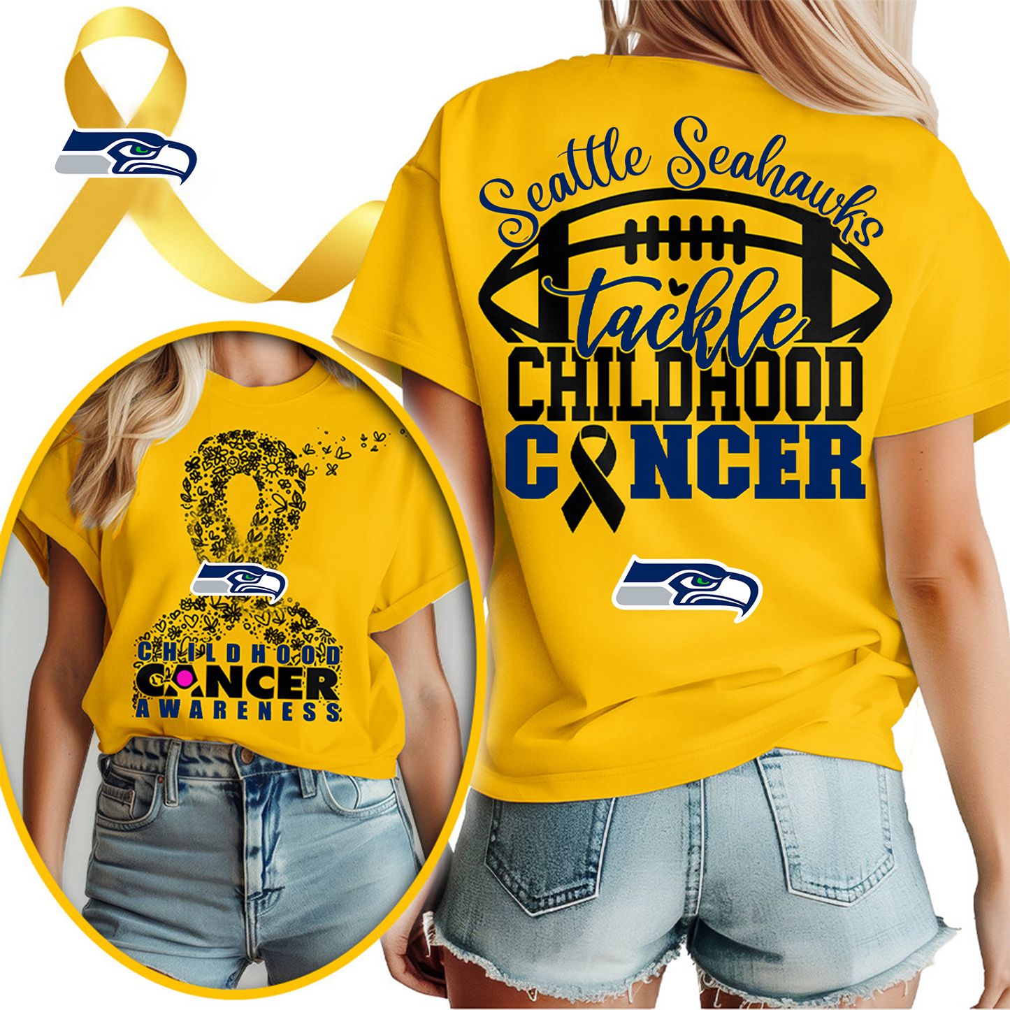 SEA X NFL Premium Childhood Cancer Awareness Month 3D Shirt DatND ThuongNH