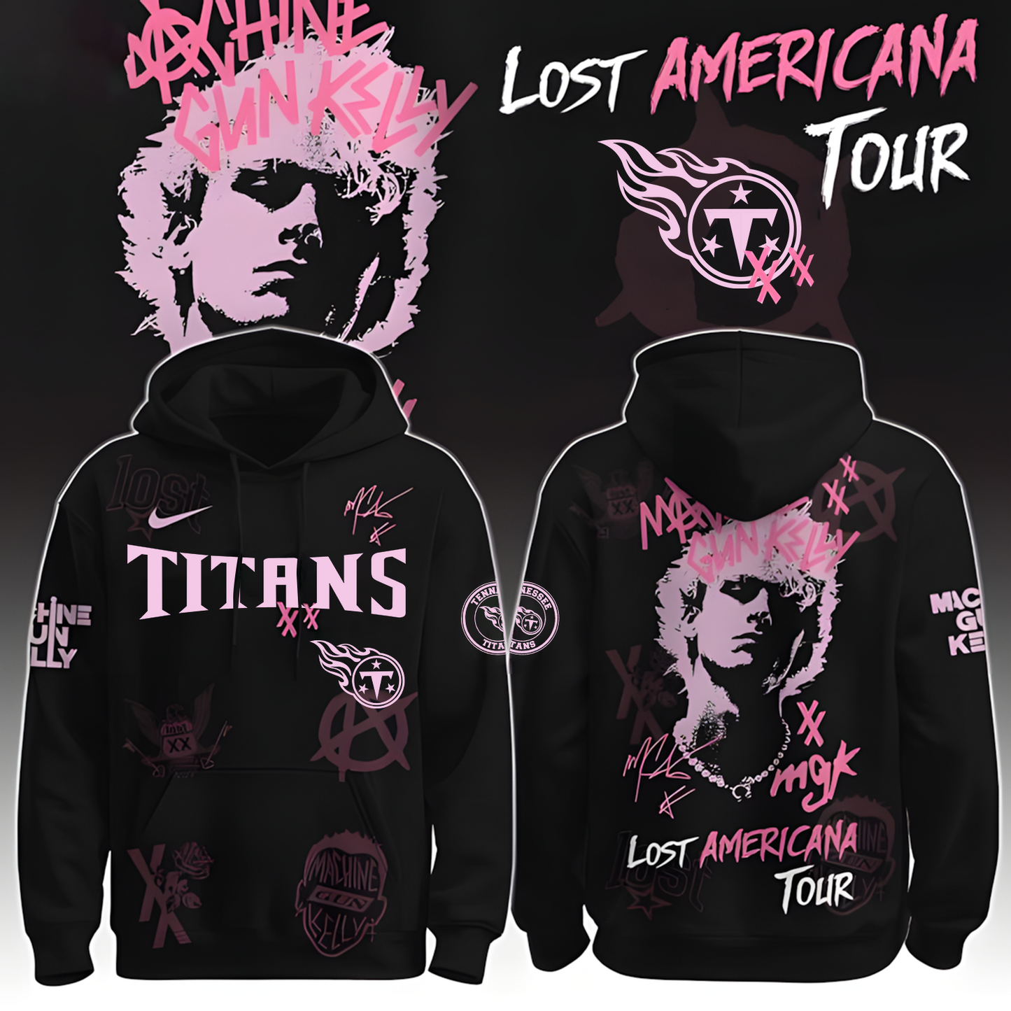 TEN X NFL MGK Lost Americana Tour 2025 Machine Gun Kelly Hoodie T-Shirt NAK THUONGNH