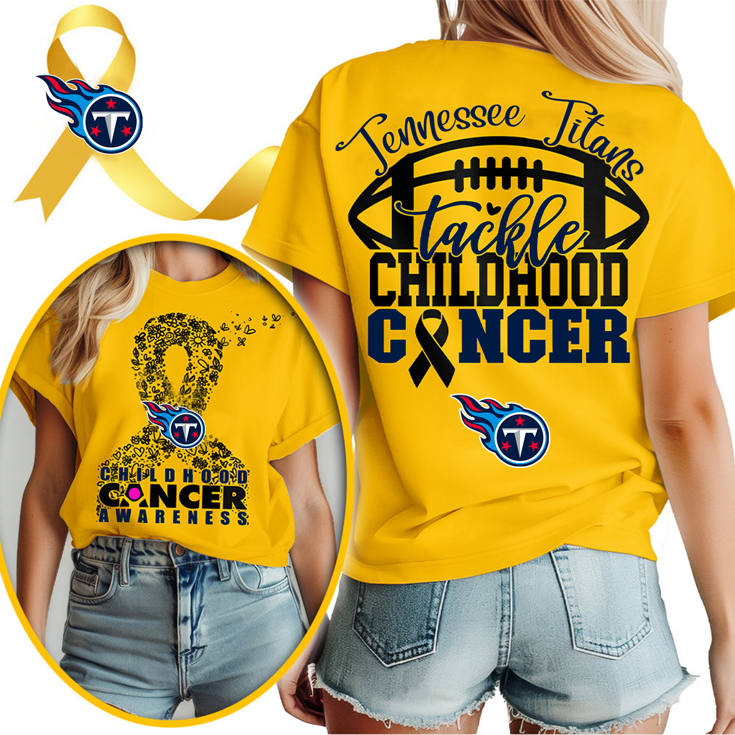 TEN X NFL Premium Childhood Cancer Awareness Month 3D Shirt DatND ThuongNH