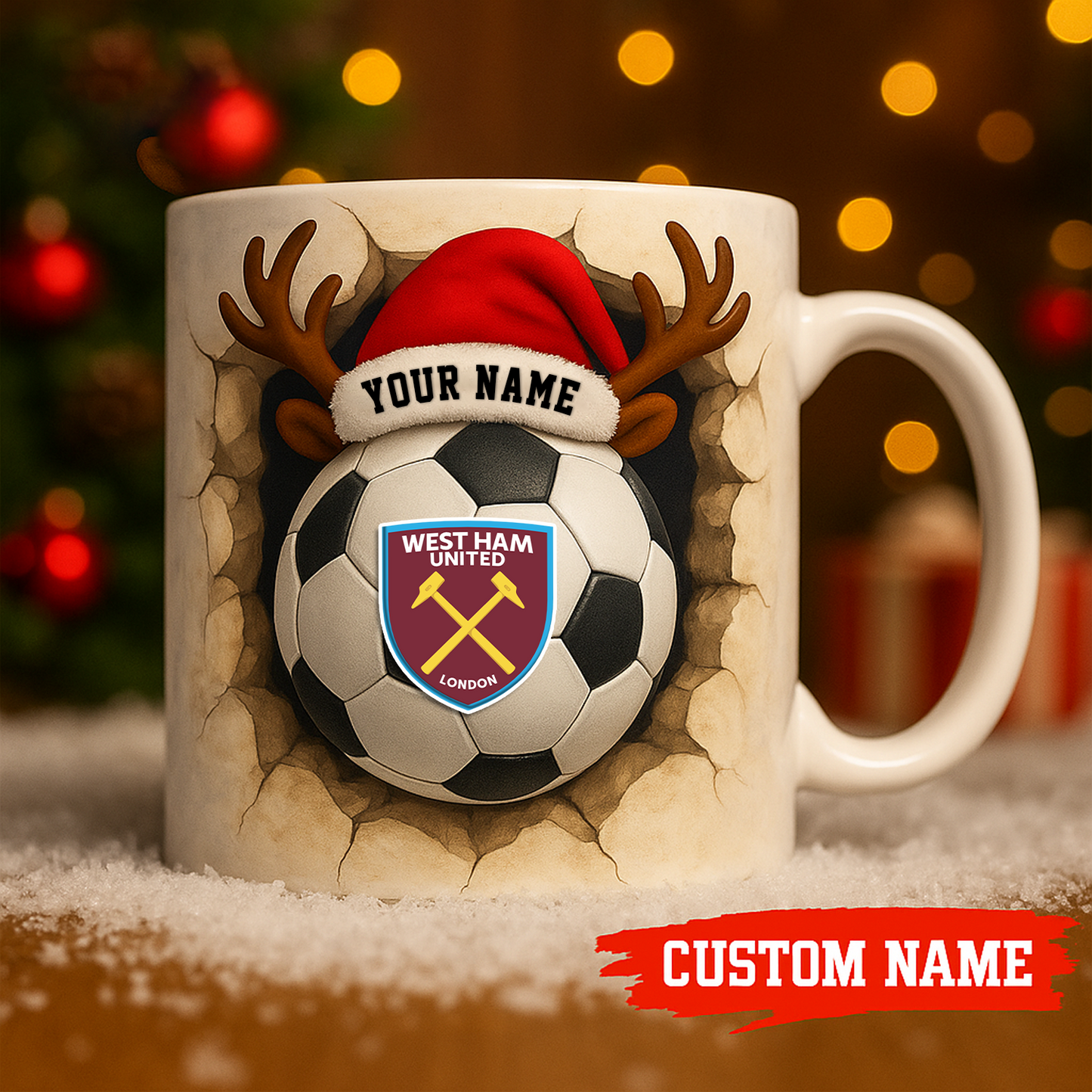 WHU X Premium EPL Christmas Football Ceramic Mug V1 NAK NHT